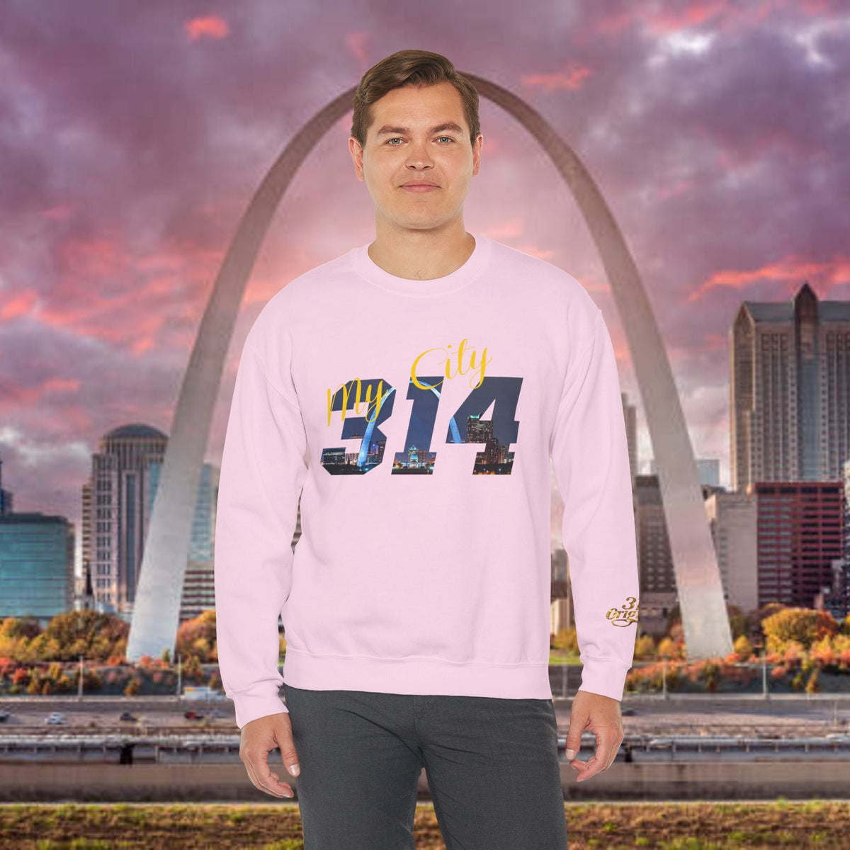 314 City Crewneck Sweatshirt — St. Louis Skyline Graphic - 314 Originals