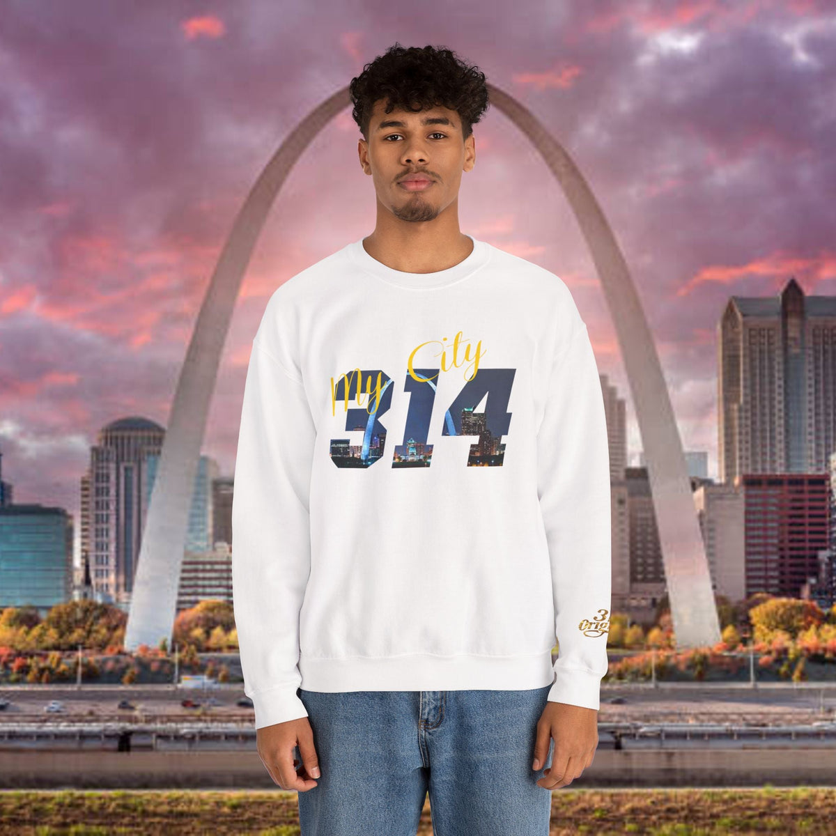 314 City Crewneck Sweatshirt — St. Louis Skyline Graphic - 314 Originals