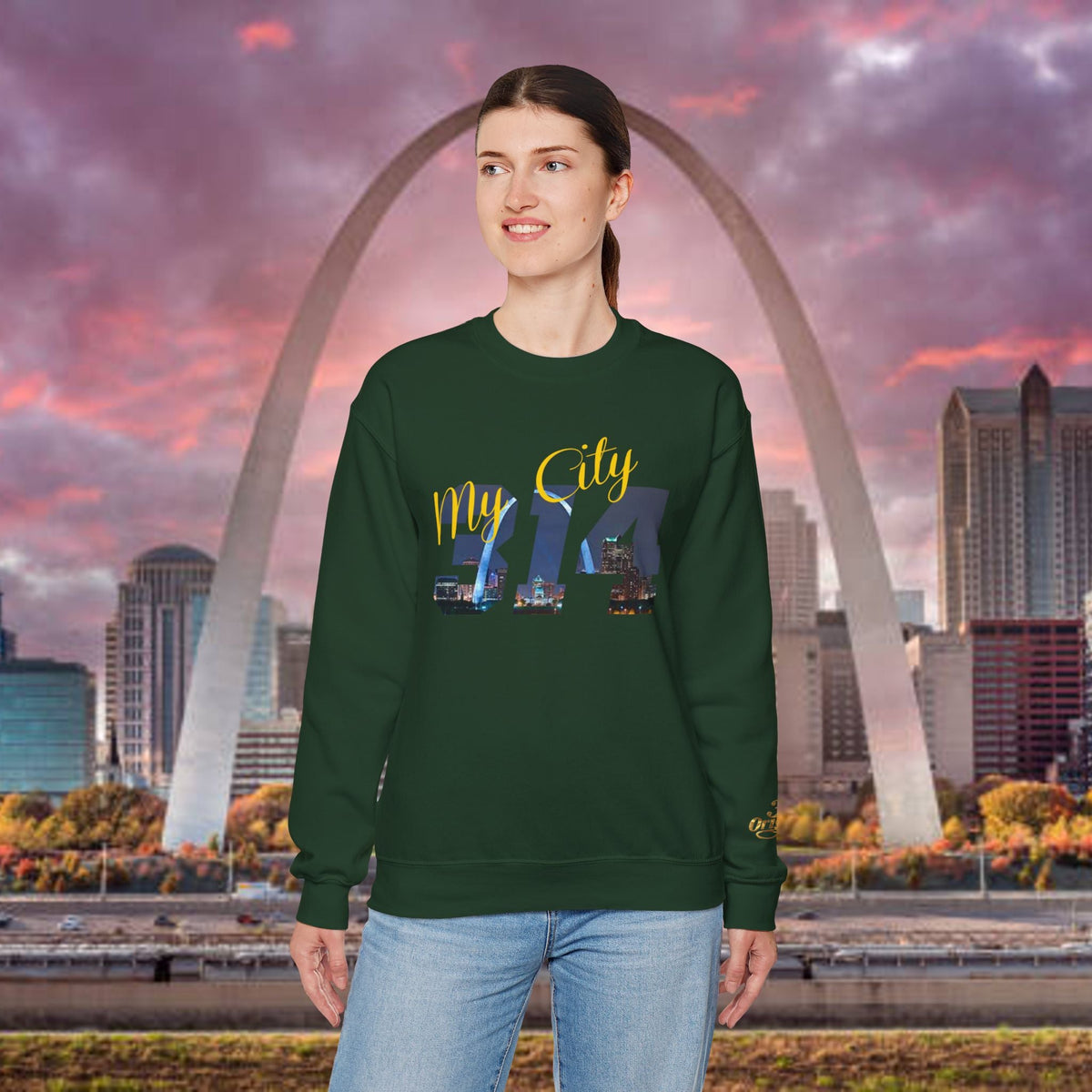 314 City Crewneck Sweatshirt — St. Louis Skyline Graphic - 314 Originals