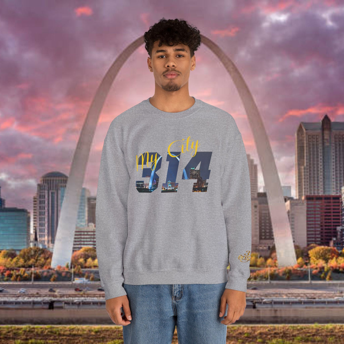 314 City Crewneck Sweatshirt — St. Louis Skyline Graphic - 314 Originals