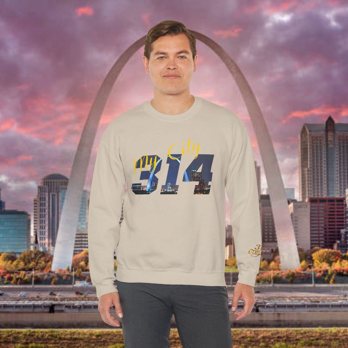 314 City Crewneck Sweatshirt — St. Louis Skyline Graphic - 314 Originals