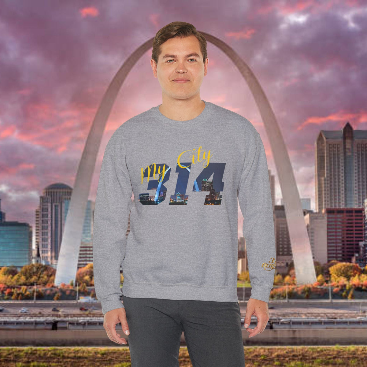 314 City Crewneck Sweatshirt — St. Louis Skyline Graphic - 314 Originals