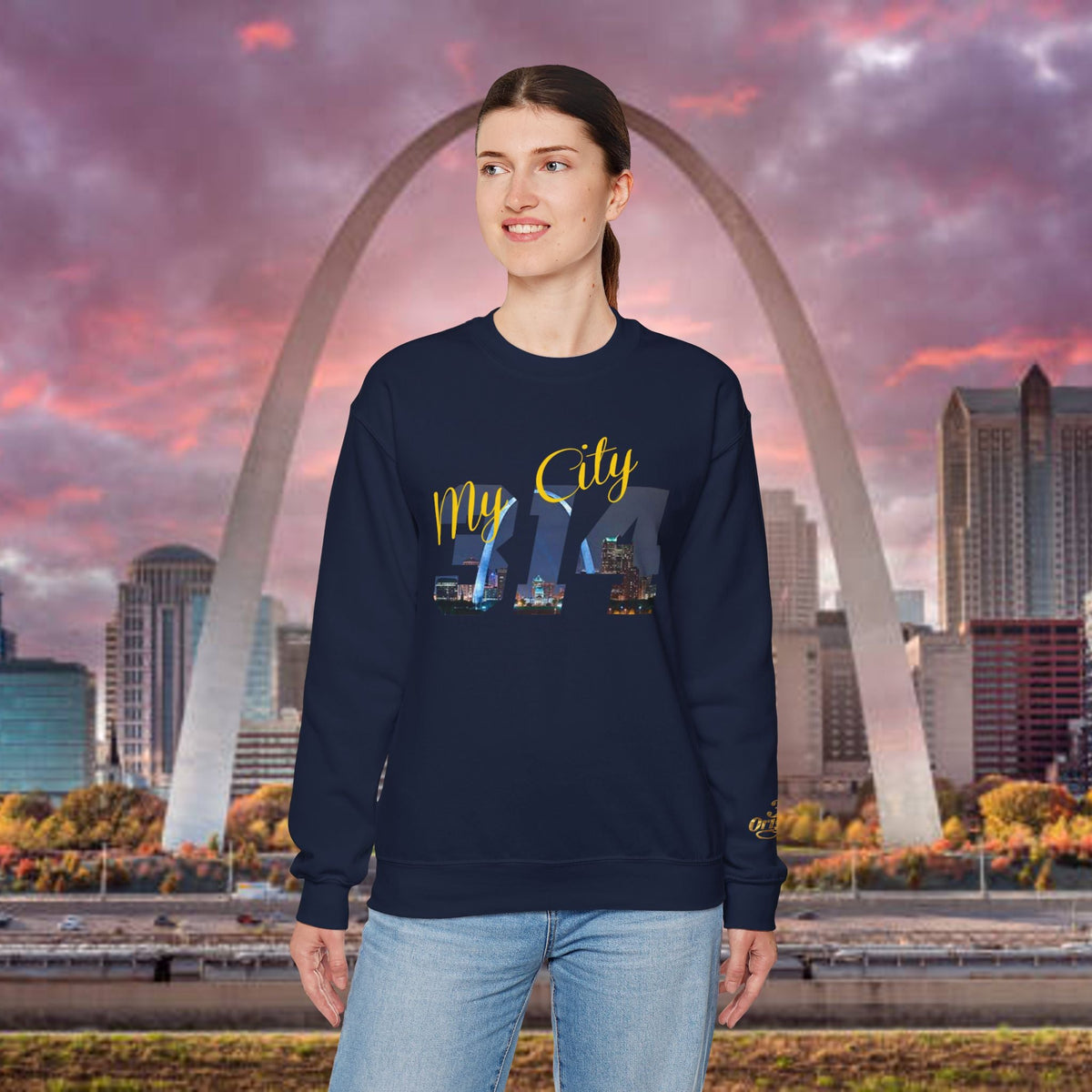 314 City Crewneck Sweatshirt — St. Louis Skyline Graphic - 314 Originals