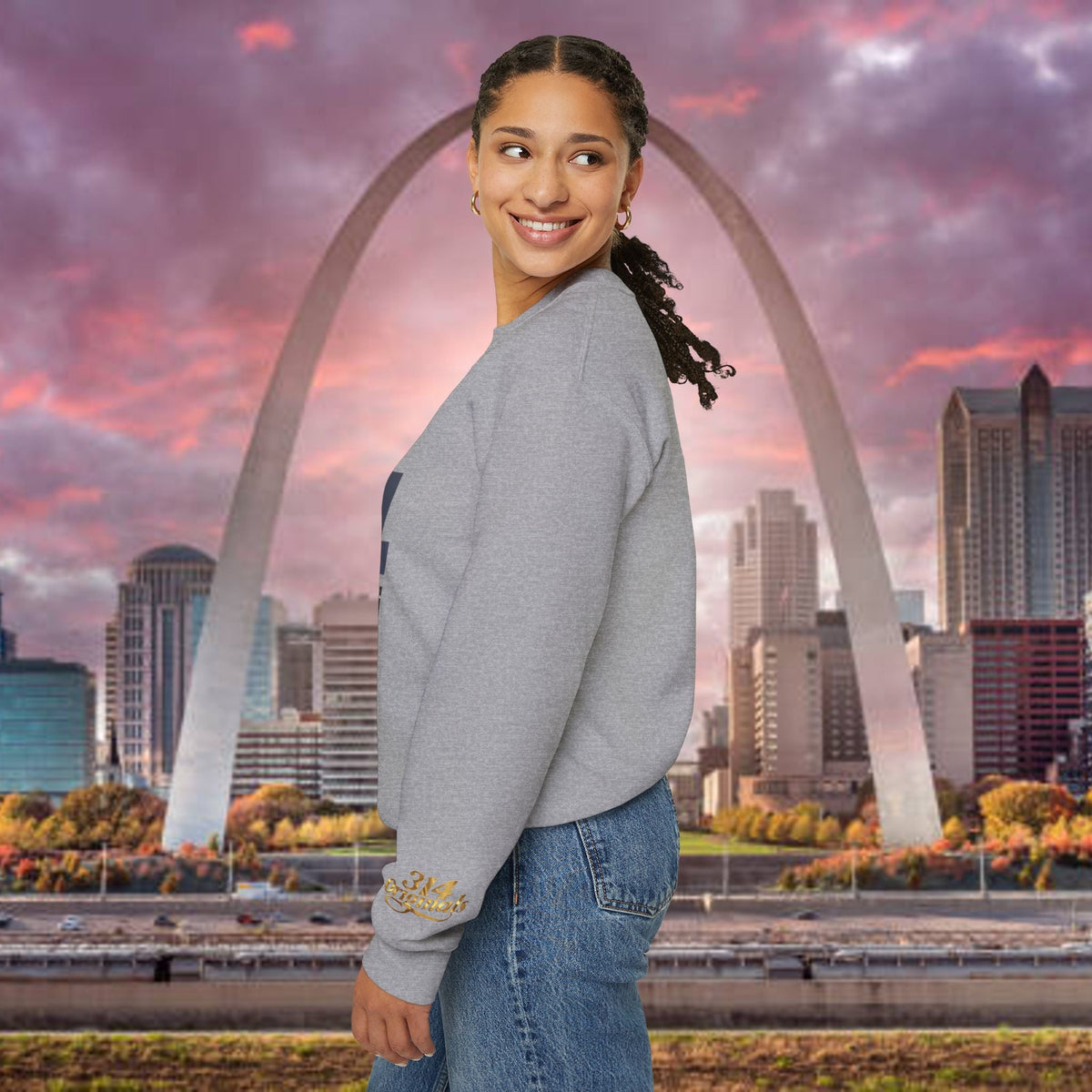 314 City Crewneck Sweatshirt — St. Louis Skyline Graphic - 314 Originals
