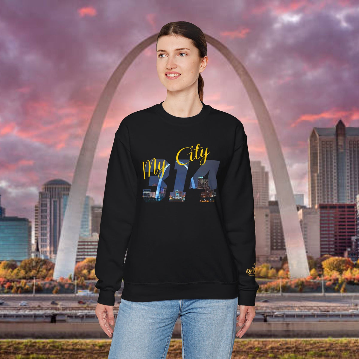 314 City Crewneck Sweatshirt — St. Louis Skyline Graphic - 314 Originals