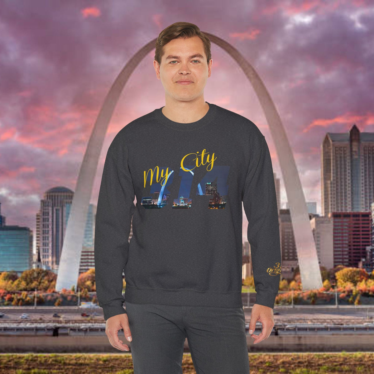314 City Crewneck Sweatshirt — St. Louis Skyline Graphic - 314 Originals