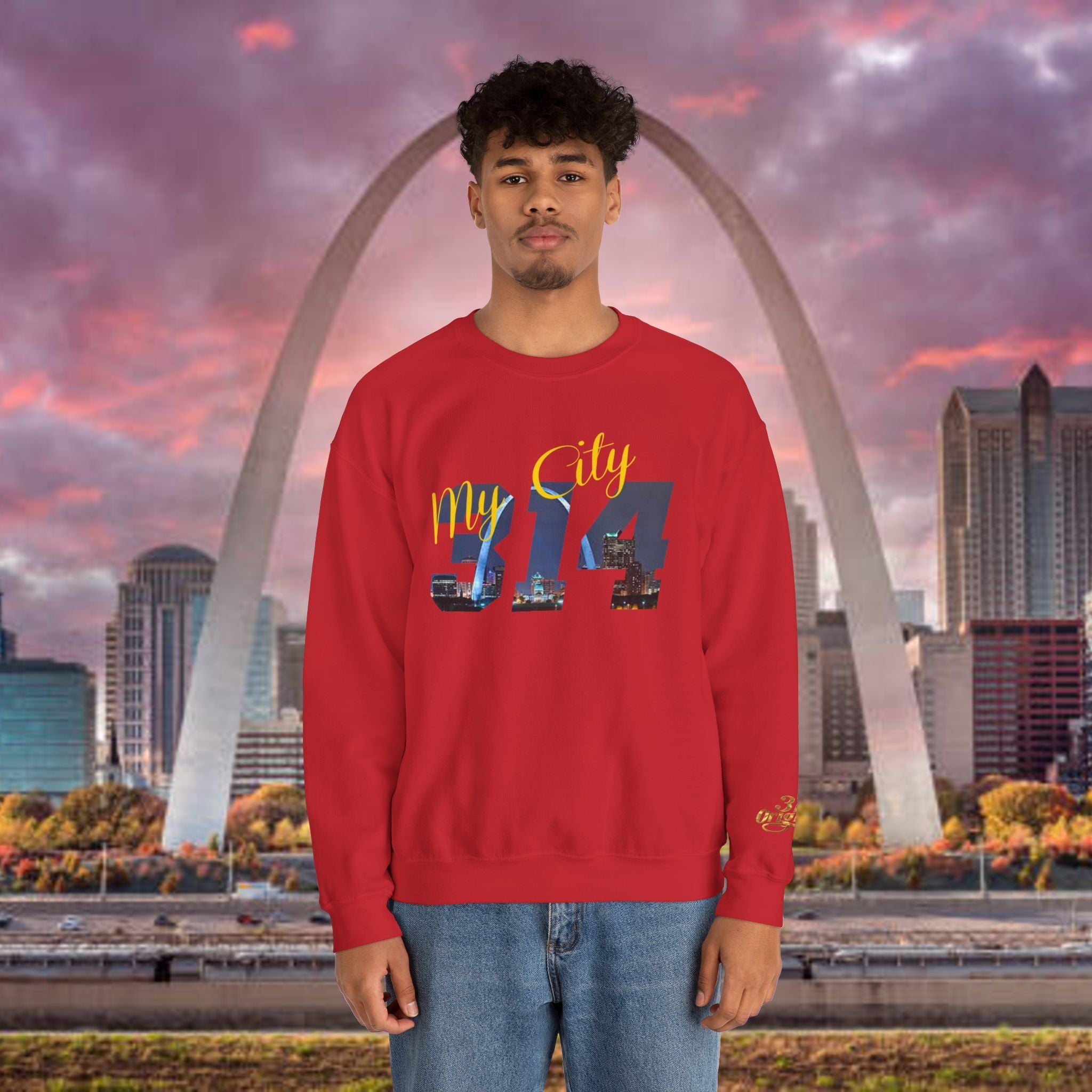 314 City Crewneck Sweatshirt — St. Louis Skyline Graphic - 314 Originals