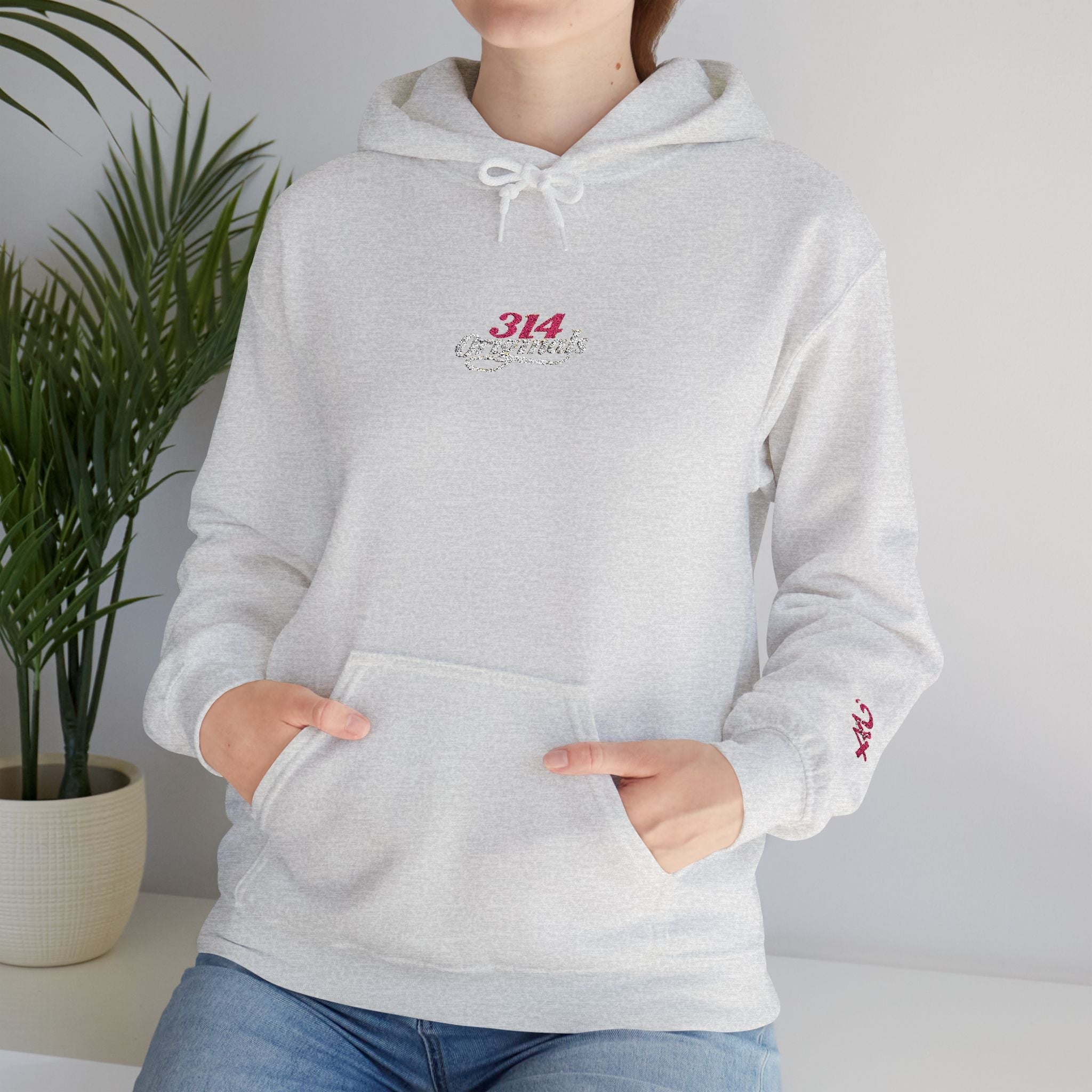314 Ladies Hoodie — Pink Floral Chest Logo - 314 Originals