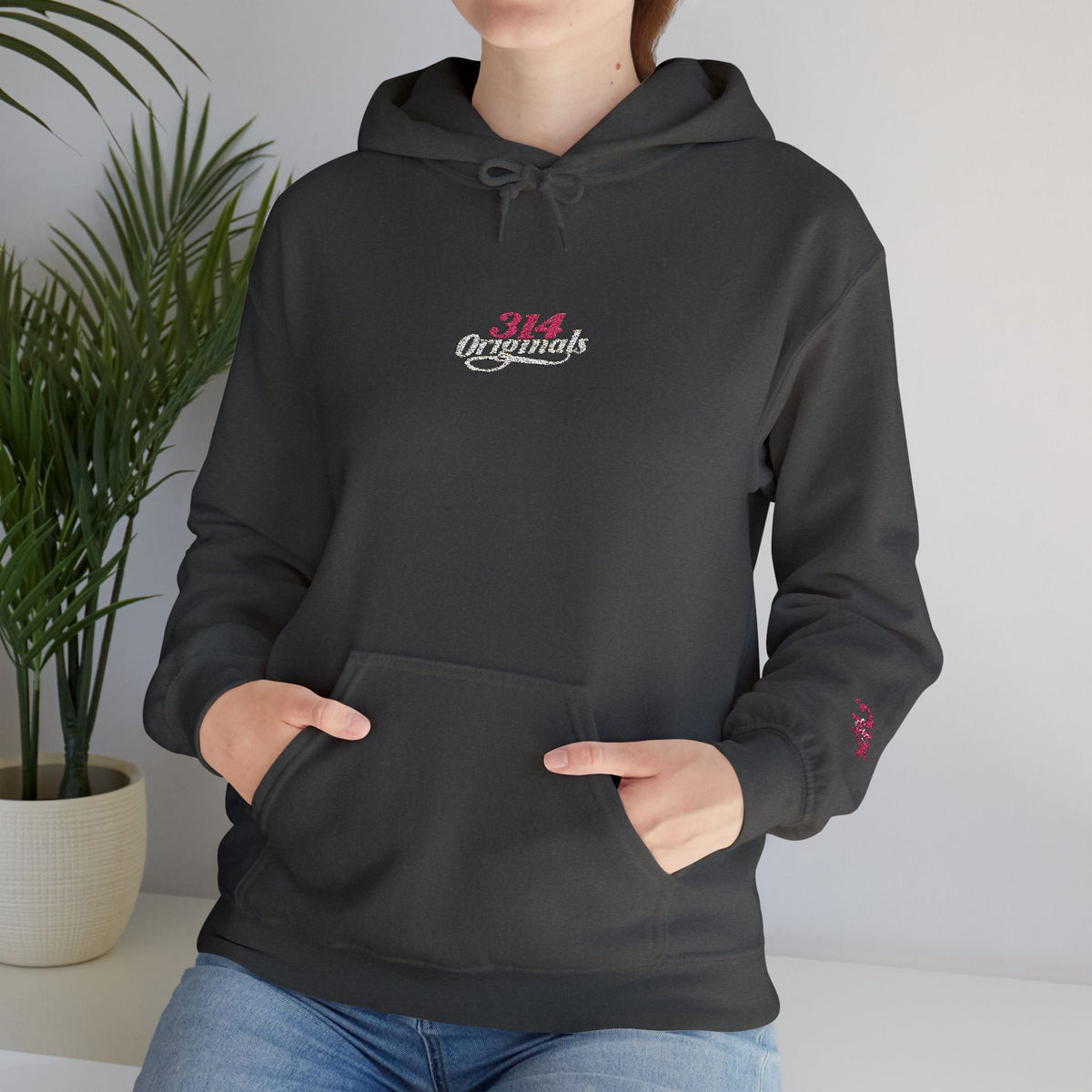 314 Ladies Hoodie — Pink Floral Chest Logo - 314 Originals