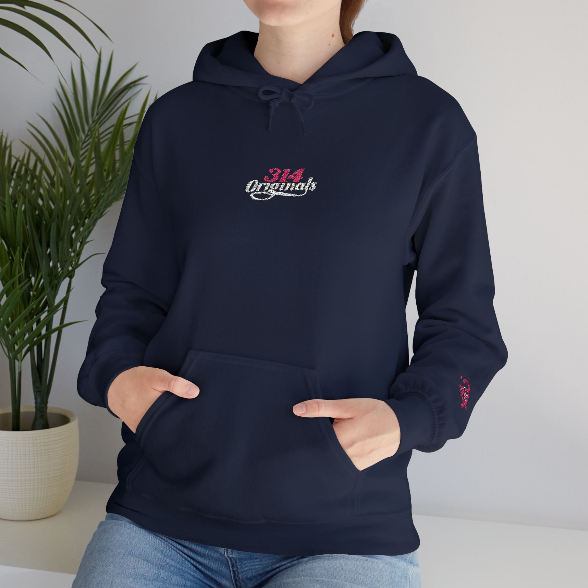 314 Ladies Hoodie — Pink Floral Chest Logo - 314 Originals