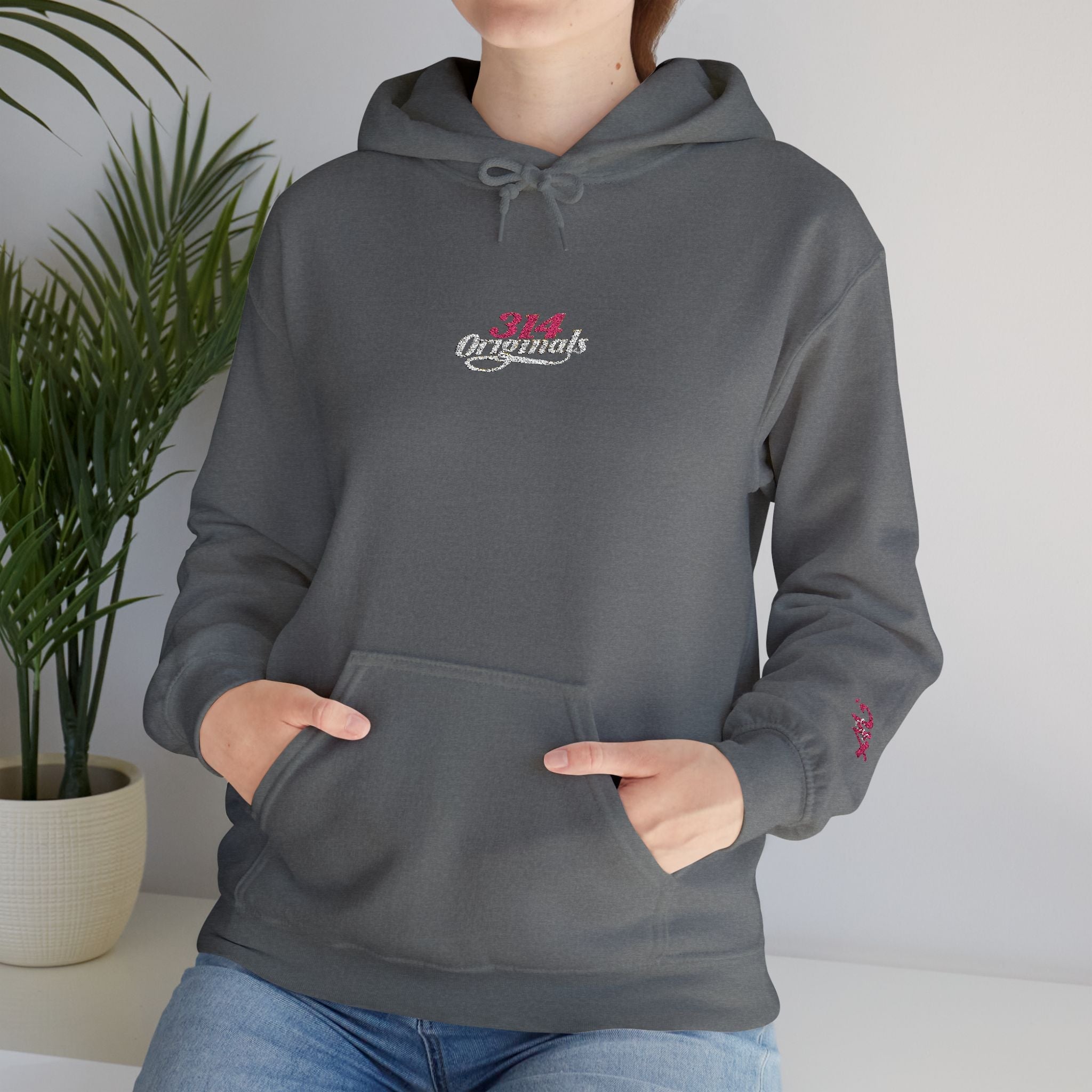 314 Ladies Hoodie — Pink Floral Chest Logo - 314 Originals