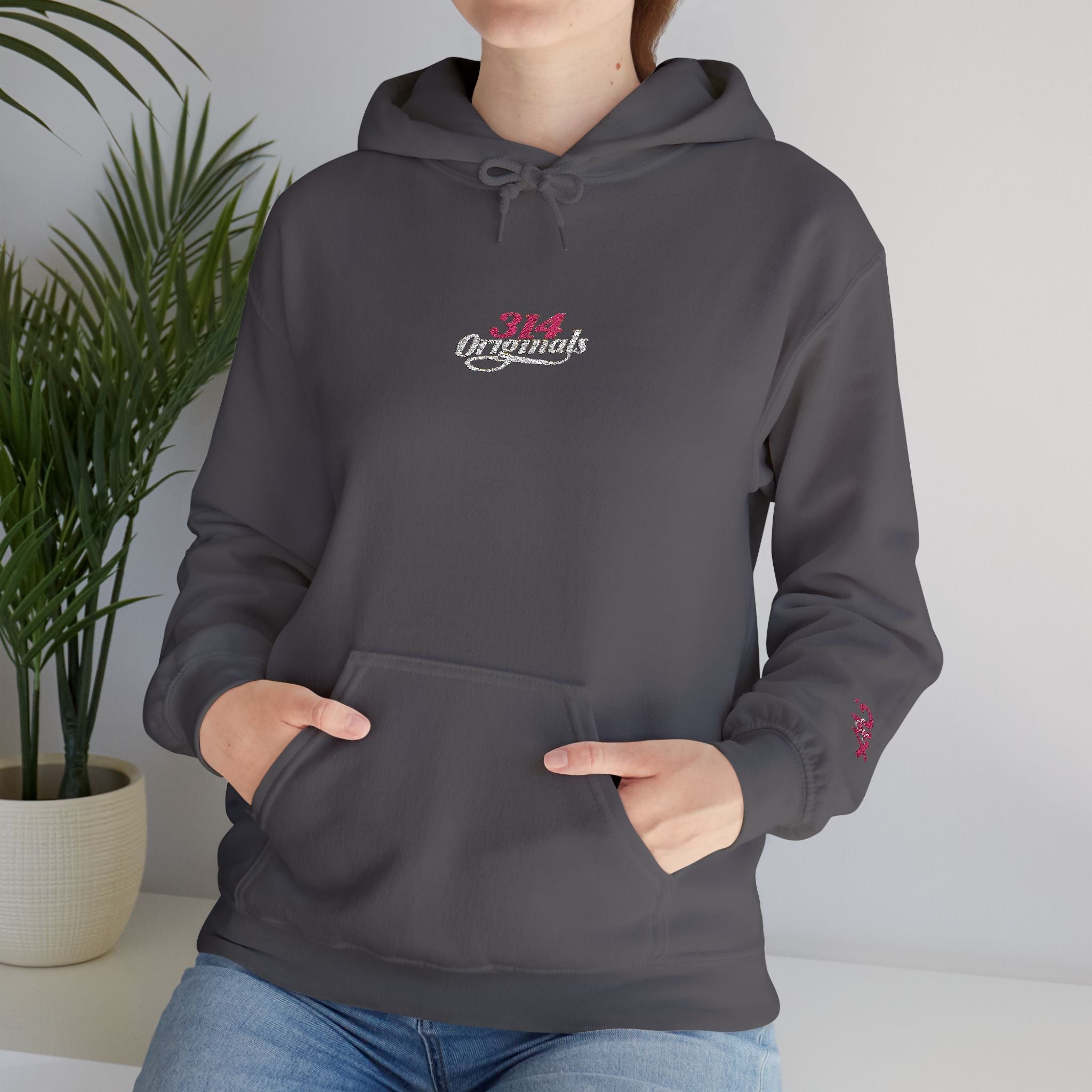 314 Ladies Hoodie — Pink Floral Chest Logo - 314 Originals
