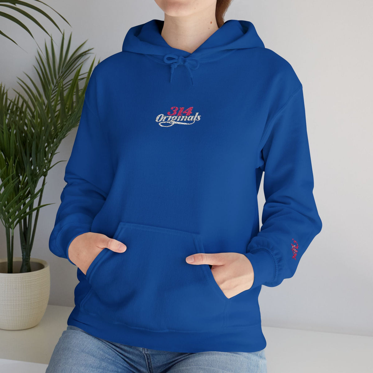 314 Ladies Hoodie — Pink Floral Chest Logo - 314 Originals