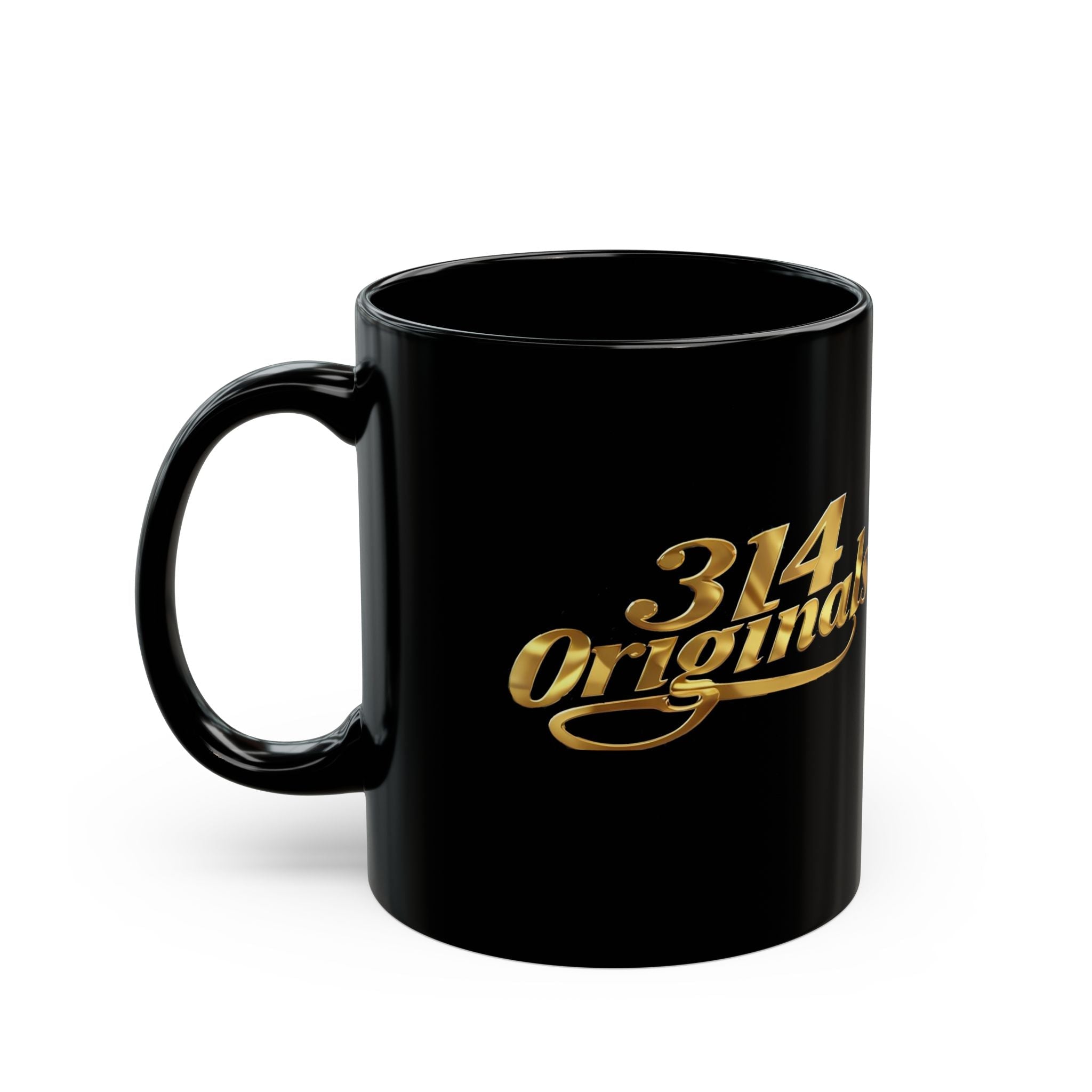 314 Originals Gold Script Black Mug — 11oz & 15oz Ceramic Coffee Cup - 314 Originals