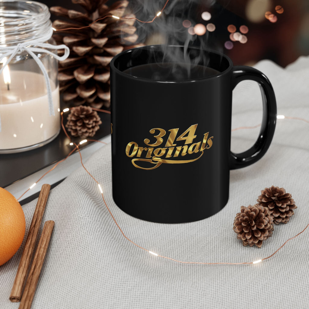 314 Originals Gold Script Black Mug — 11oz & 15oz Ceramic Coffee Cup - 314 Originals