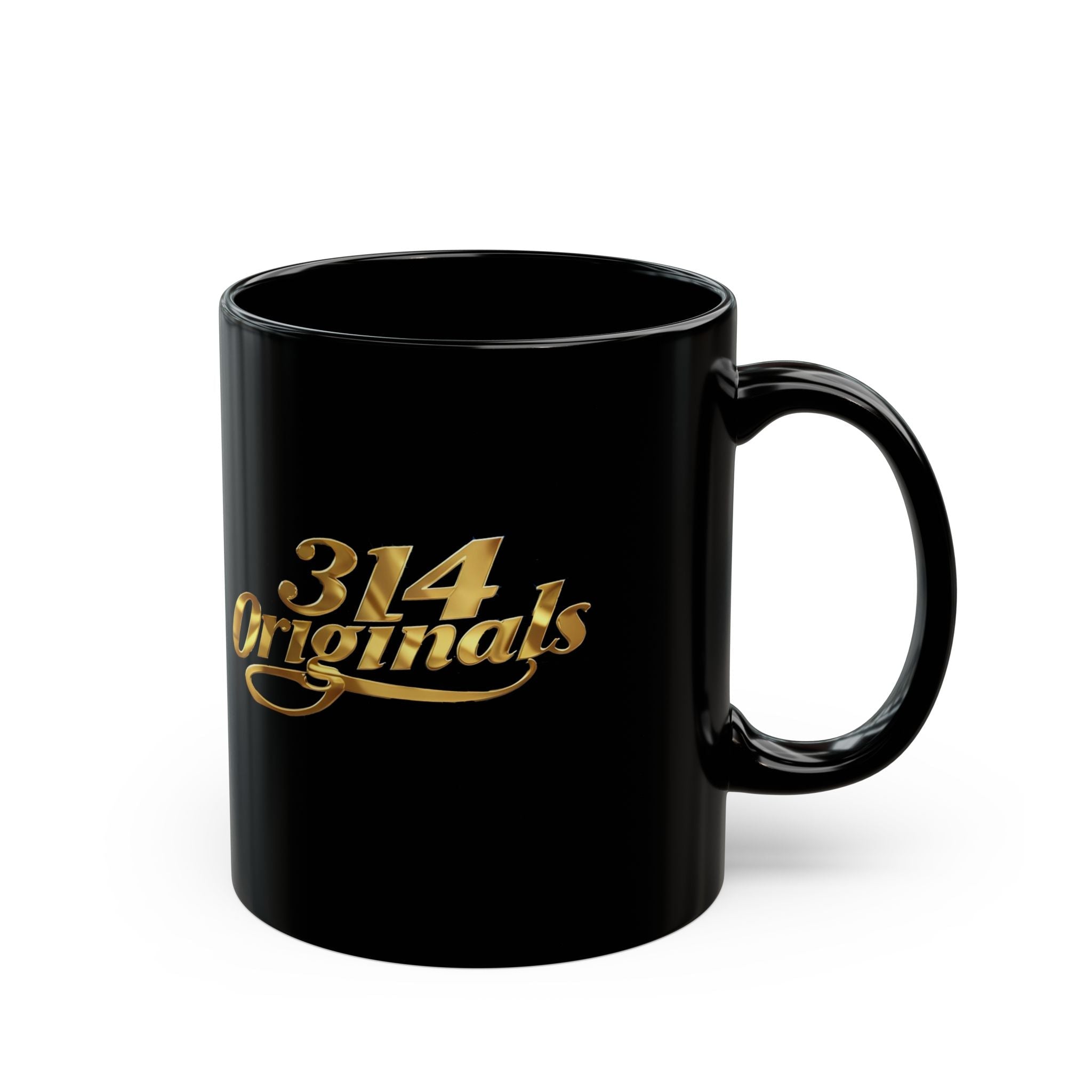 314 Originals Gold Script Black Mug — 11oz & 15oz Ceramic Coffee Cup - 314 Originals