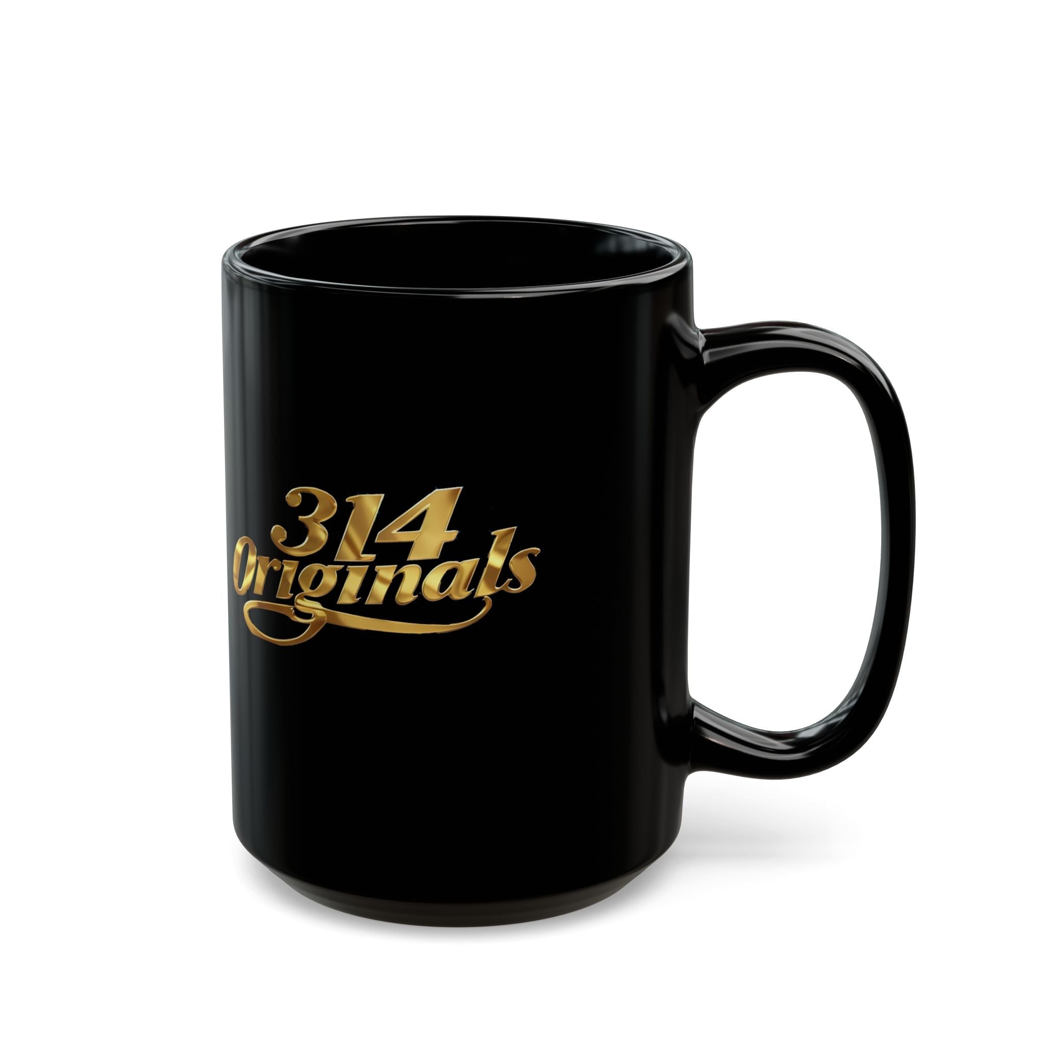 314 Originals Gold Script Black Mug — 11oz & 15oz Ceramic Coffee Cup - 314 Originals