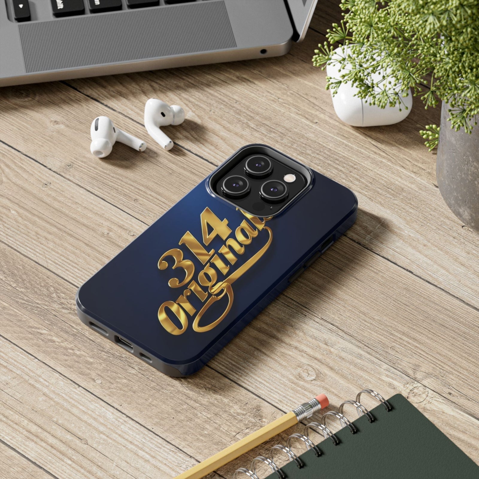 "314 Originals" Gold Script on Navy Tough Protective Case - 314 Originals