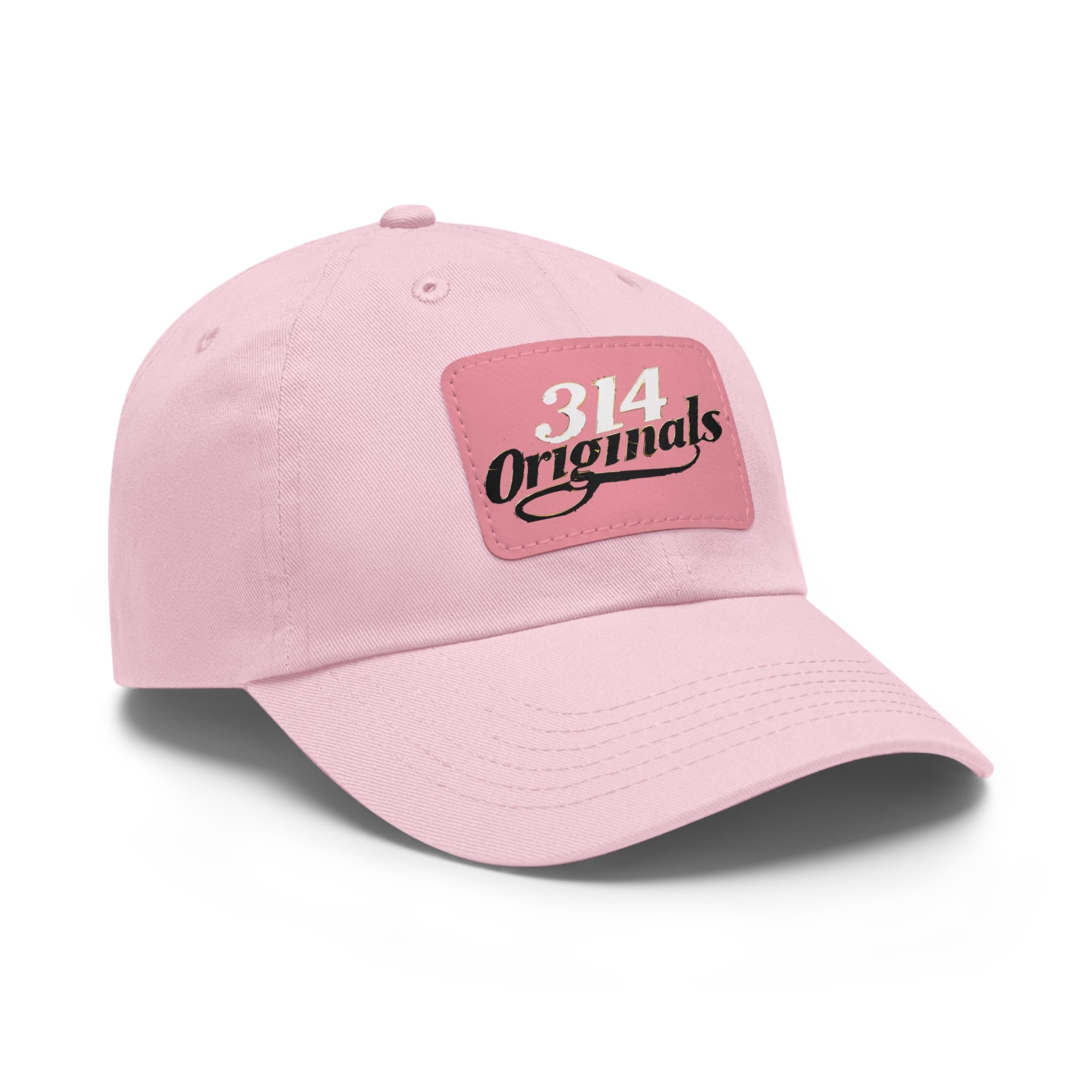 314 Originals Leather Patch Dad Hat — Retro Script Baseball Cap - 314 Originals