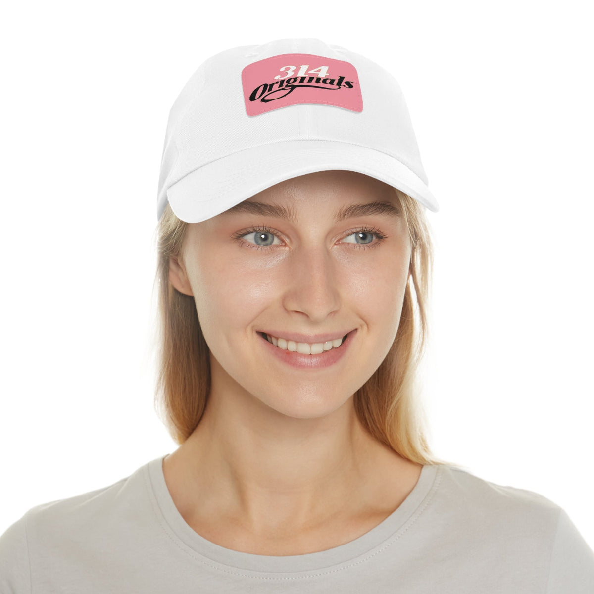314 Originals Leather Patch Dad Hat — Retro Script Baseball Cap - 314 Originals
