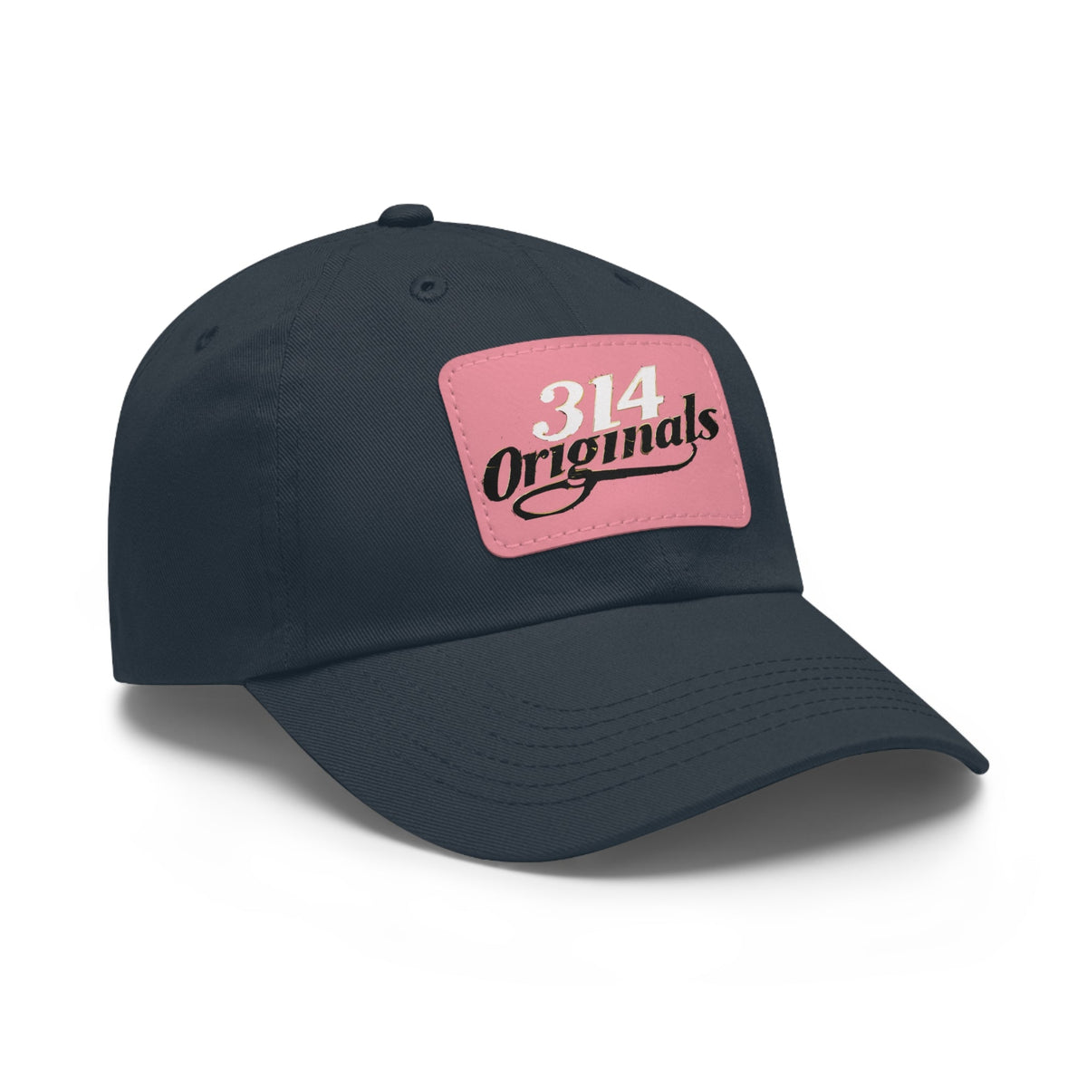 314 Originals Leather Patch Dad Hat — Retro Script Baseball Cap - 314 Originals
