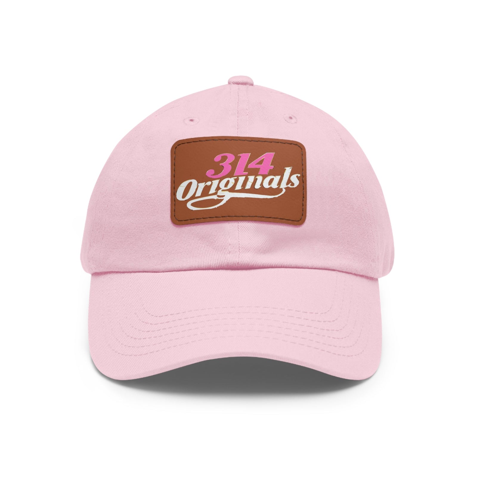 314 Originals Leather Patch Dad Hat — Retro Script Baseball Cap - 314 Originals