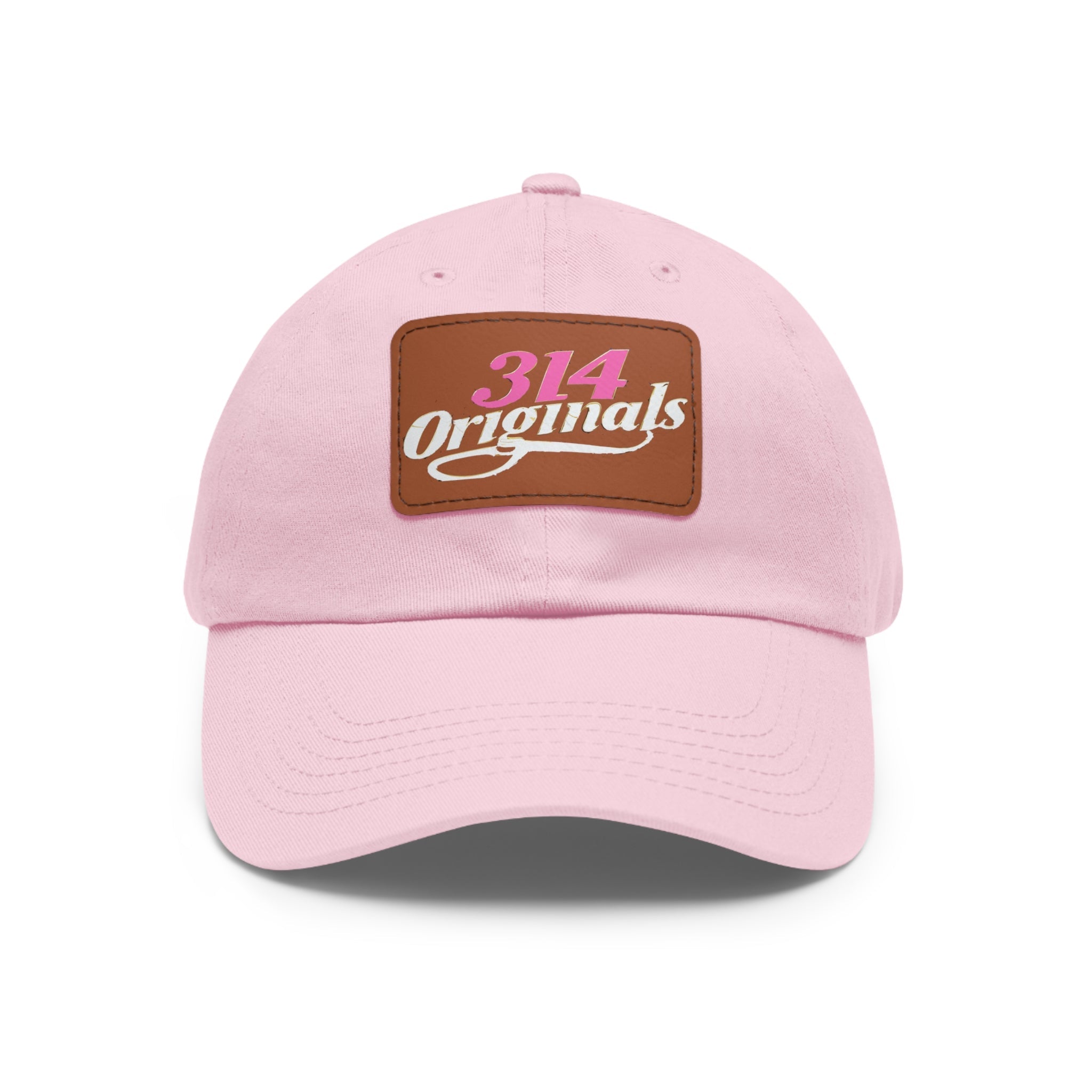 314 Originals Leather Patch Dad Hat — Retro Script Baseball Cap - 314 Originals