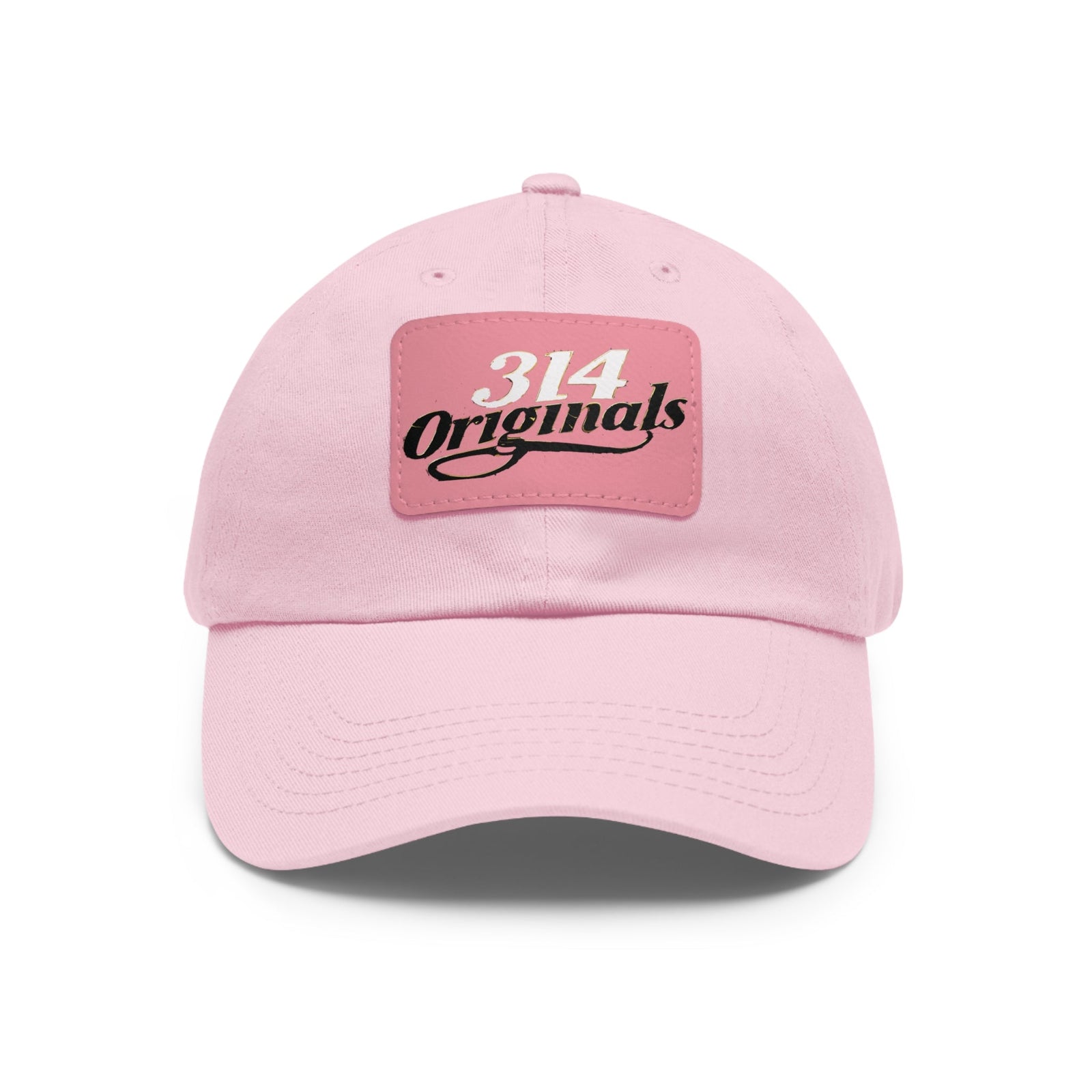 314 Originals Leather Patch Dad Hat — Retro Script Baseball Cap - 314 Originals