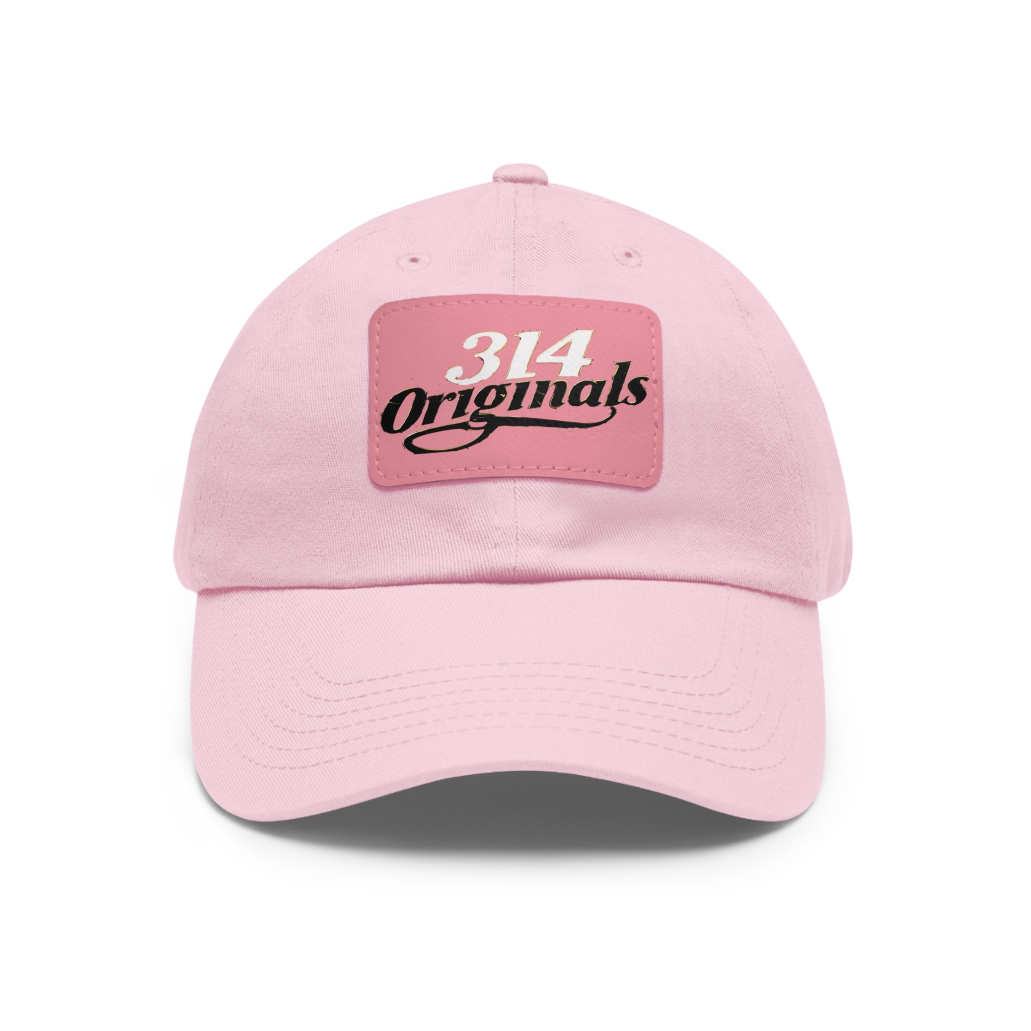 314 Originals Leather Patch Dad Hat — Retro Script Baseball Cap - 314 Originals
