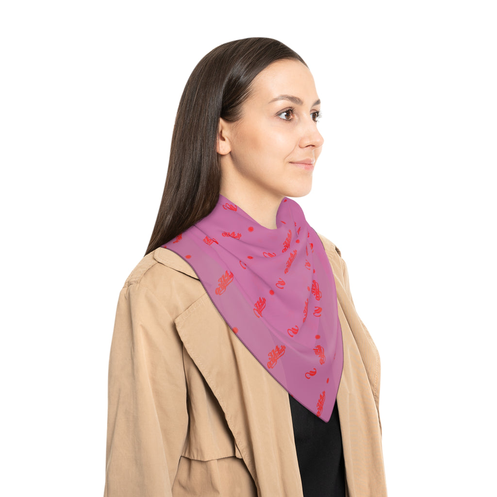 Pink and Red Logo Scarf - Script Pattern Polyester Scarf - 314 Originals