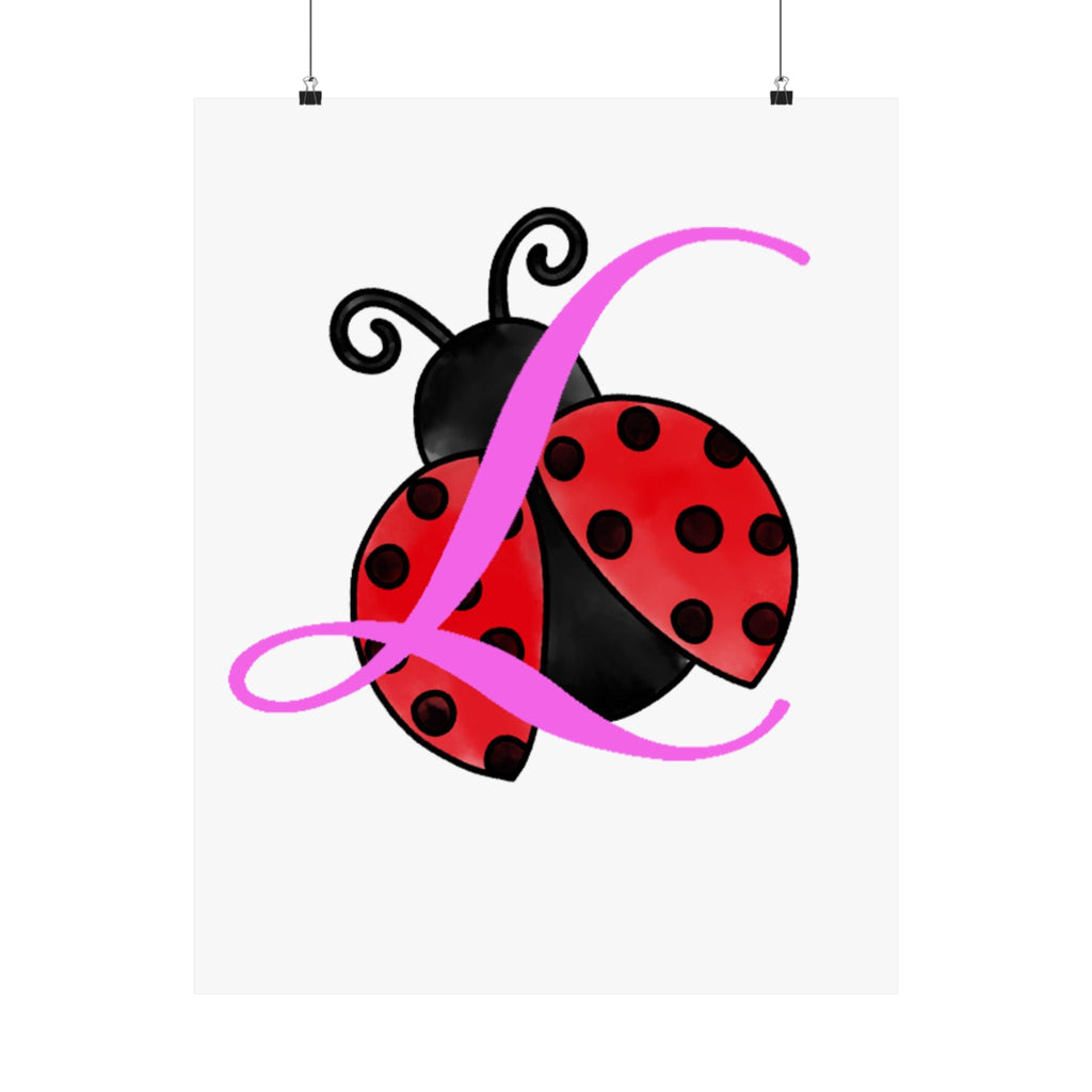 Ladybug Initial “L” Matte Poster — Cute Nursery Wall Art for Girls Printify Poster  314 Originals