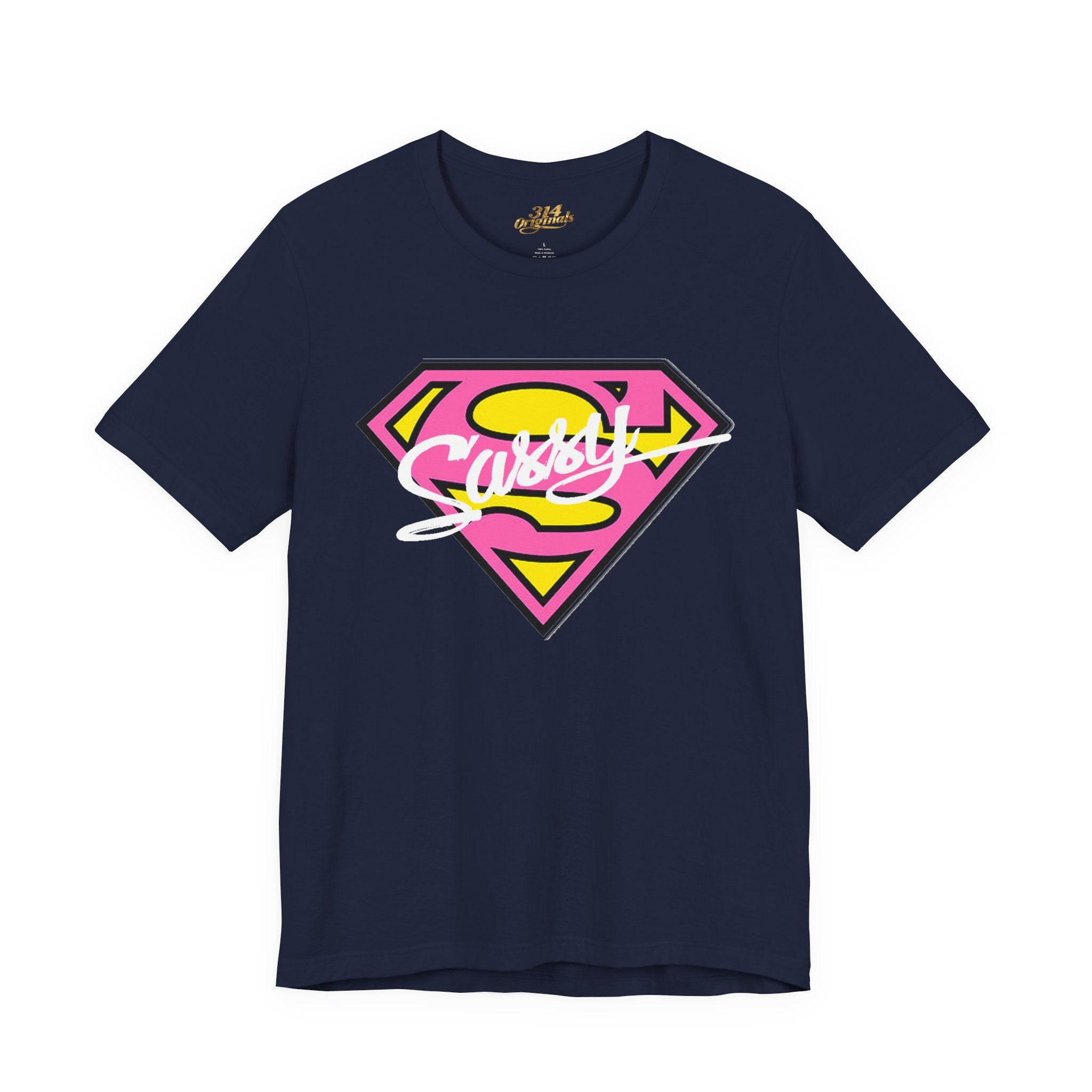Super Sassy Tee — Pink & Yellow S Badge Graphic T-Shirt Printify T-Shirt  314 Originals