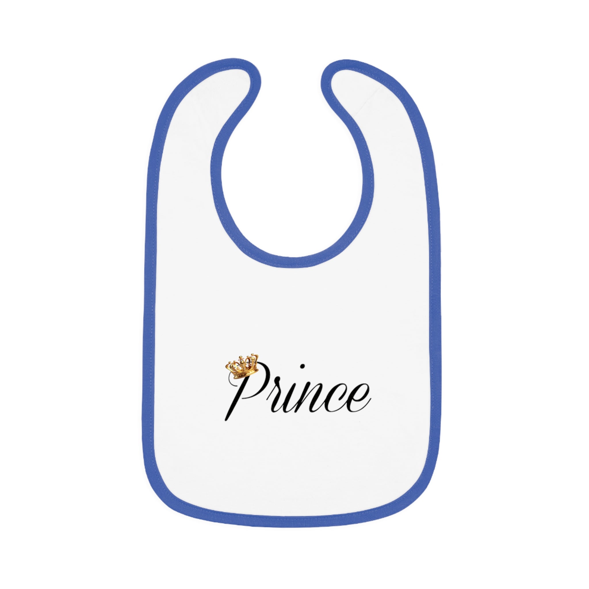 Prince Baby Bib — White Contrast Trim Jersey Bib with Crown Script - 314 Originals
