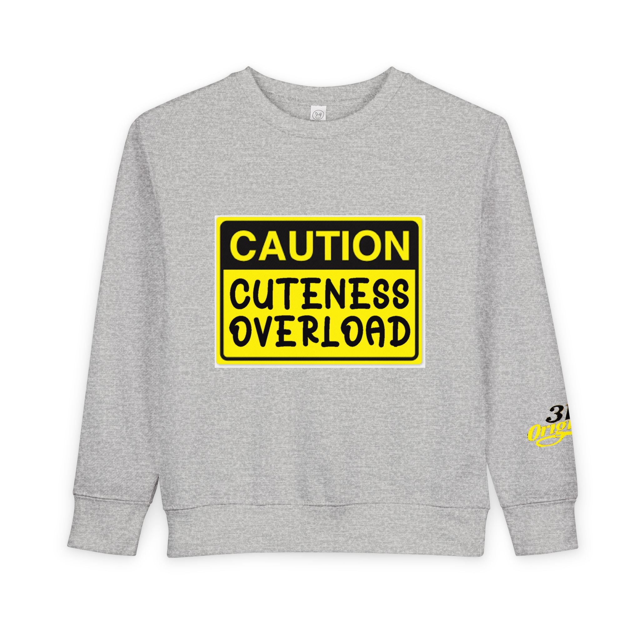 "Caution: Cuteness Overload" Kids Crewneck Toddler Sweatshirt