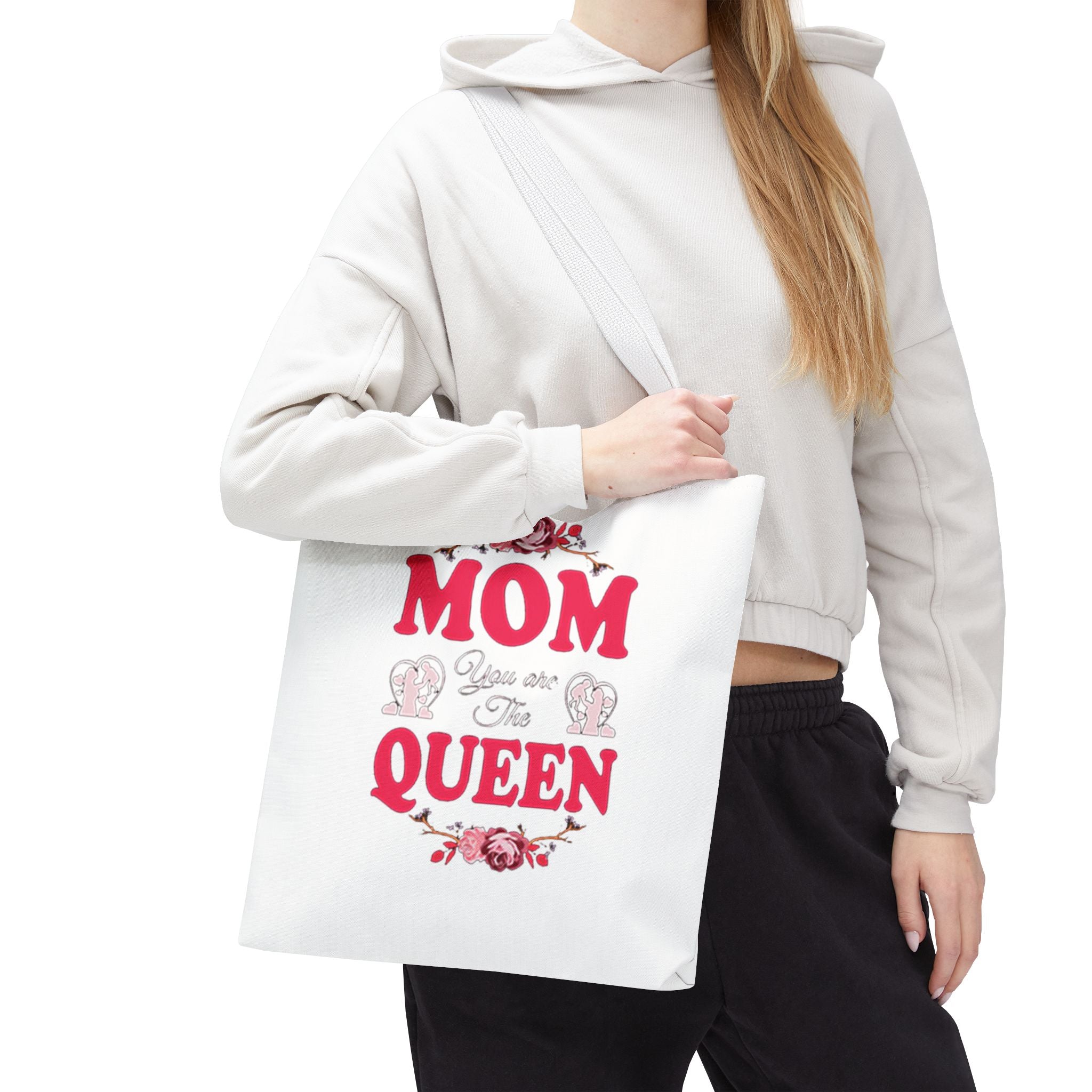 "Mom You're the Queen" Floral Mother's Day Tote Bag Printify Bags  314 Originals