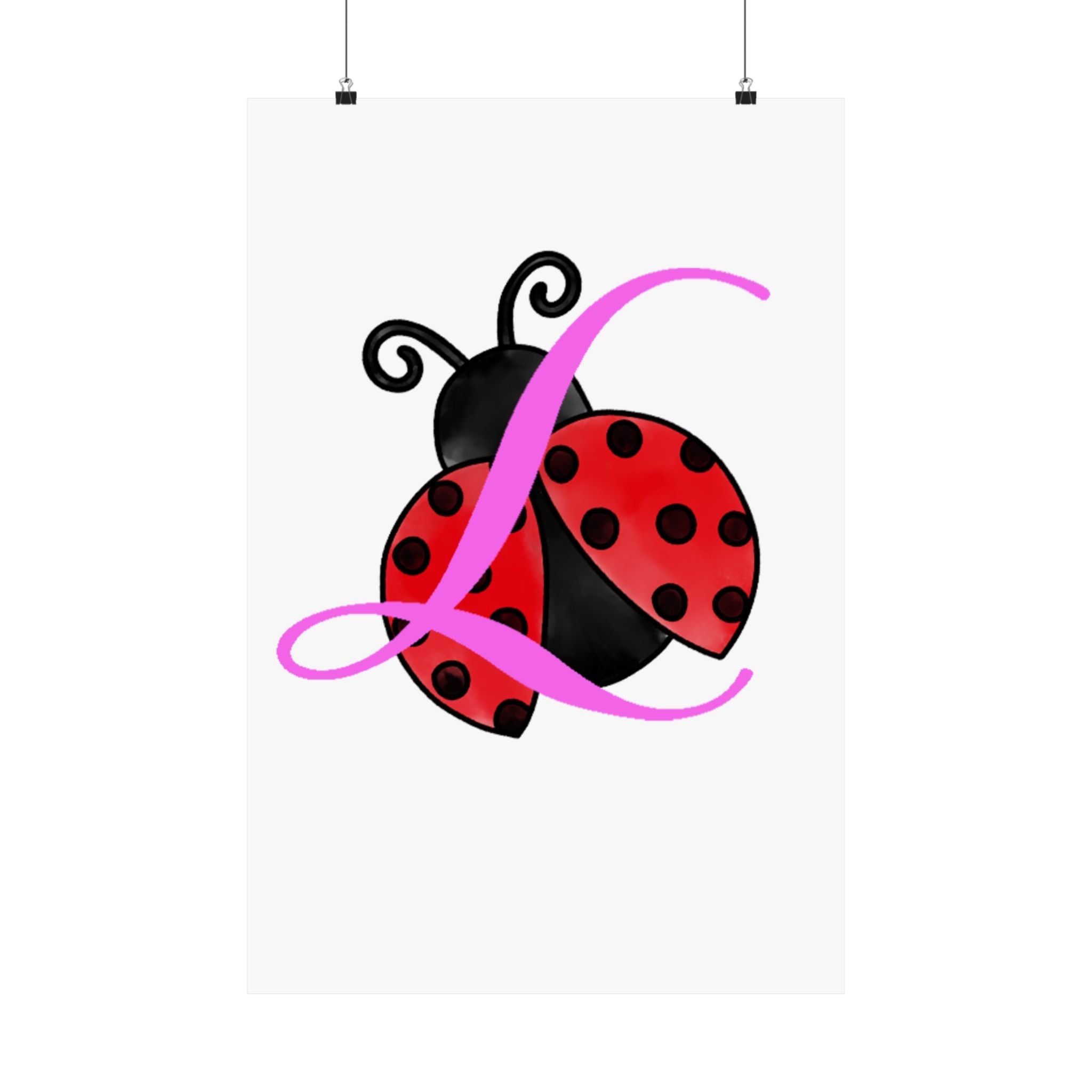 Ladybug Initial “L” Matte Poster — Cute Nursery Wall Art for Girls Printify Poster  314 Originals