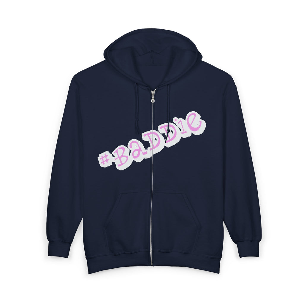 #Sweat à capuche zippé rose « Baddie » — Sweat à capuche graphique streetwear tendance