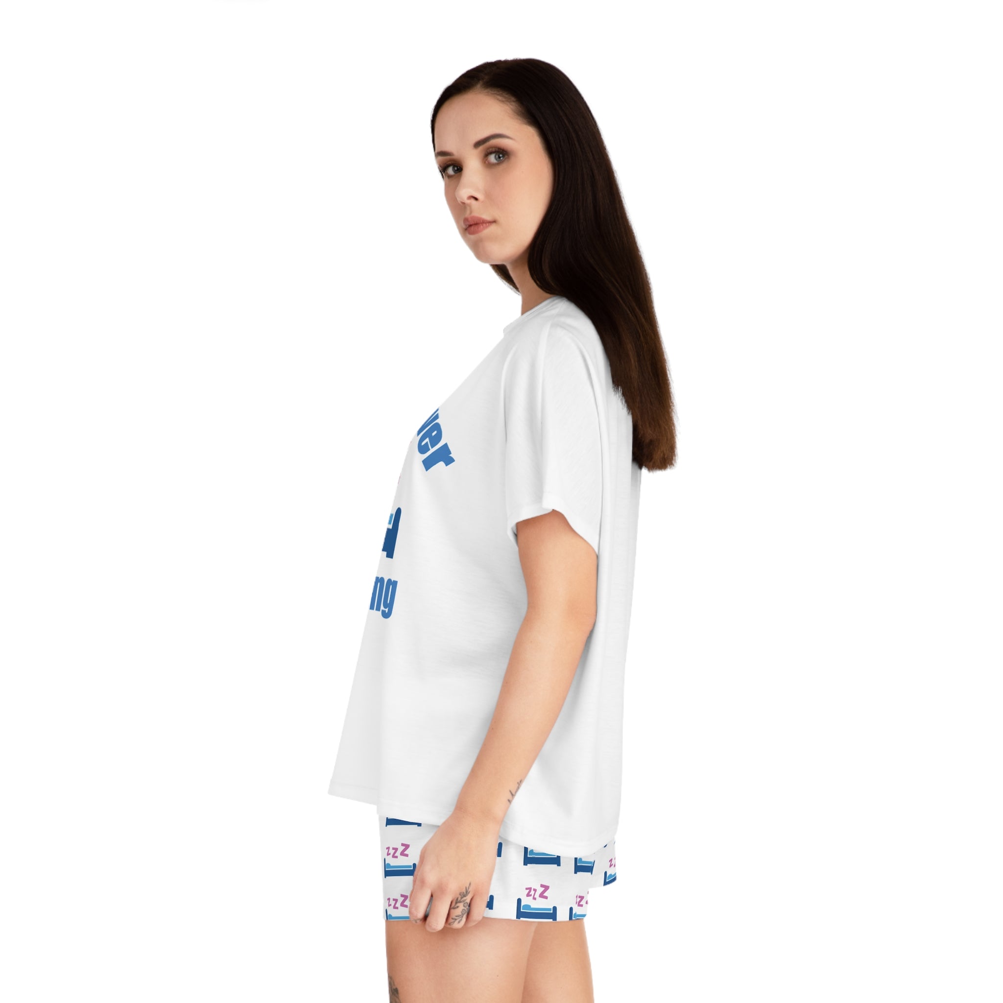 Sleep Over Everything Women's Short Pajama Set — 'Sleep Over' ZZZ Bed Graphic Shorts - 314 Originals