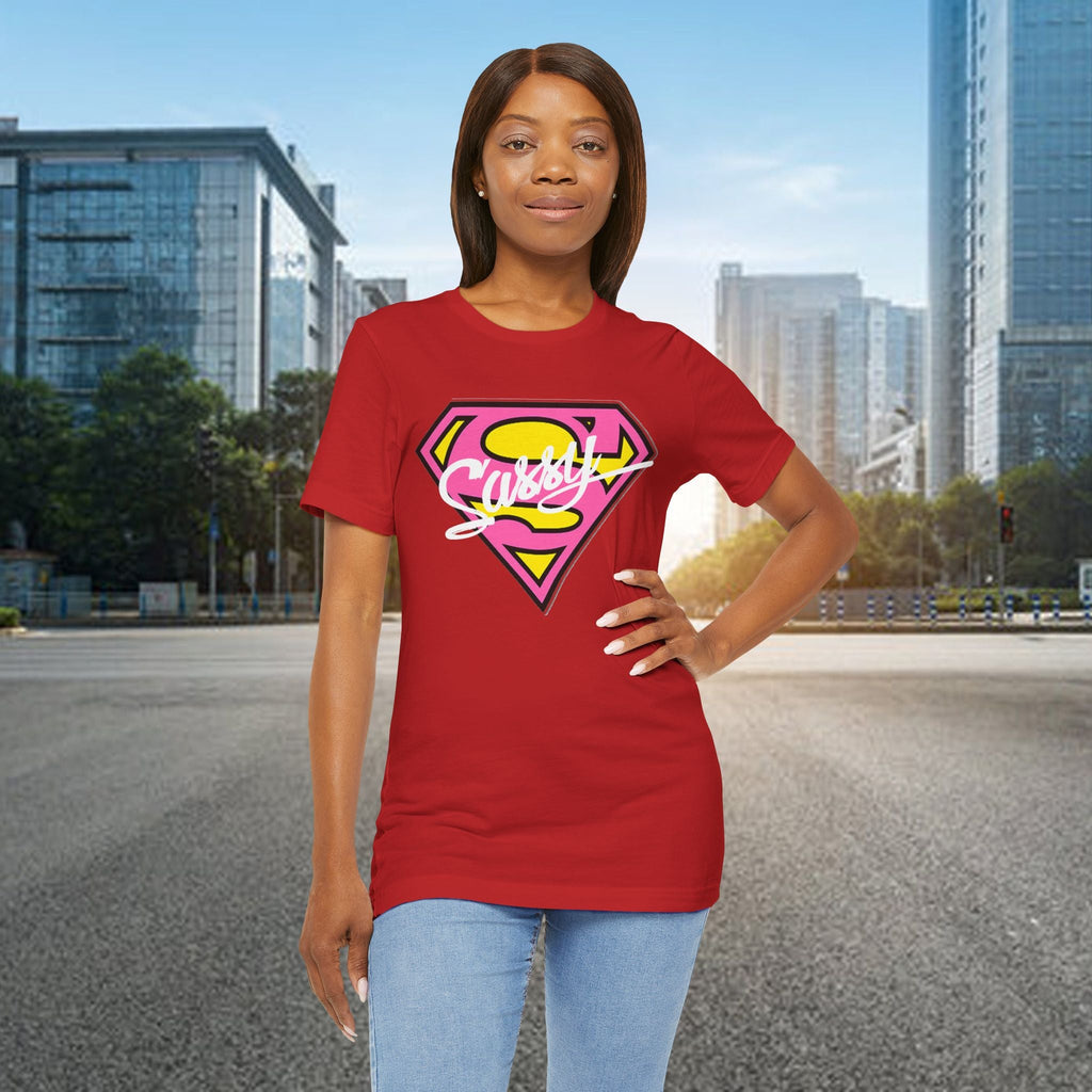 Super Sassy Tee — Pink & Yellow S Badge Graphic T-Shirt Printify T-Shirt  314 Originals