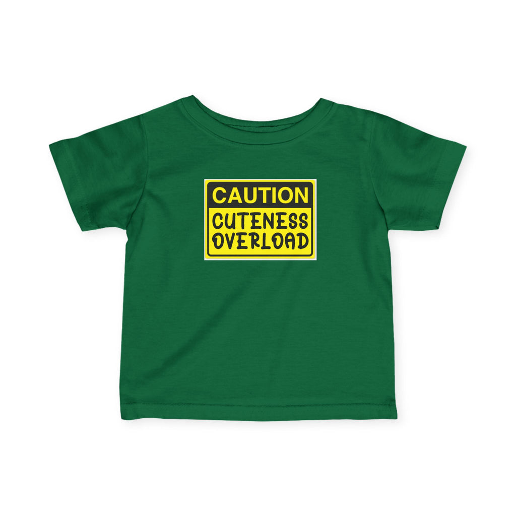 "Caution: Cuteness Overload" —  Baby T‑Shirt (Yellow Warning Sign) - 314 Originals