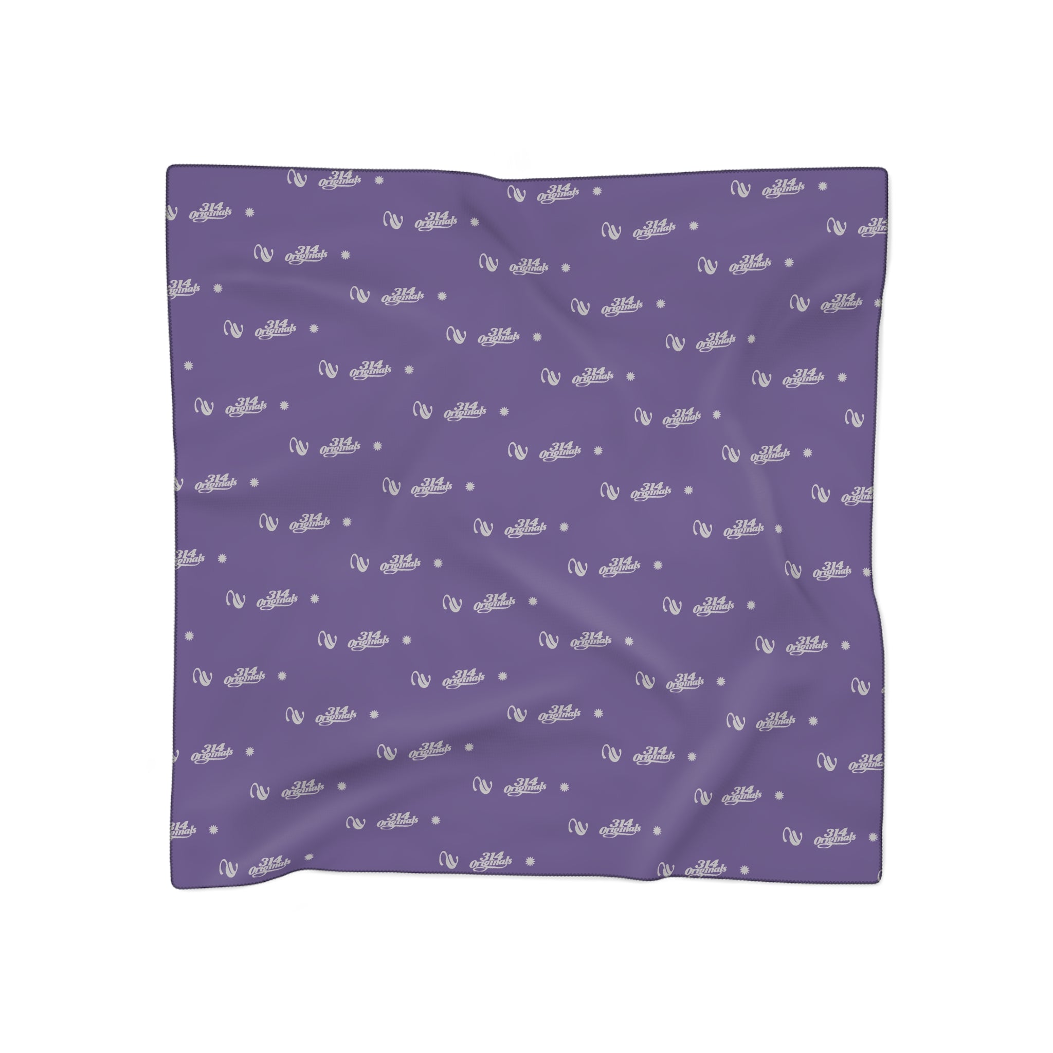 Purple and Silver Logo Scarf — Script Pattern Polyester Scarf - 314 Originals