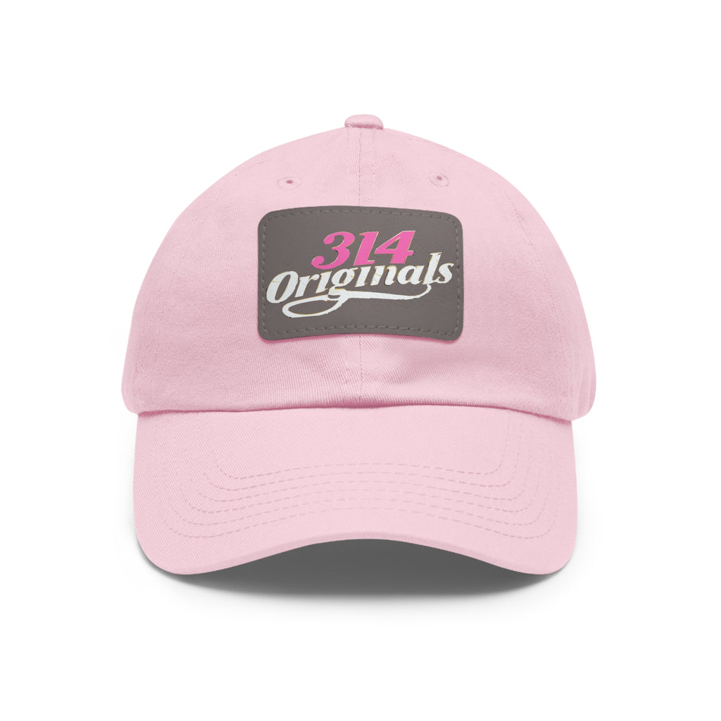 314 Originals Leather Patch Dad Hat — Retro Script Baseball Cap - 314 Originals