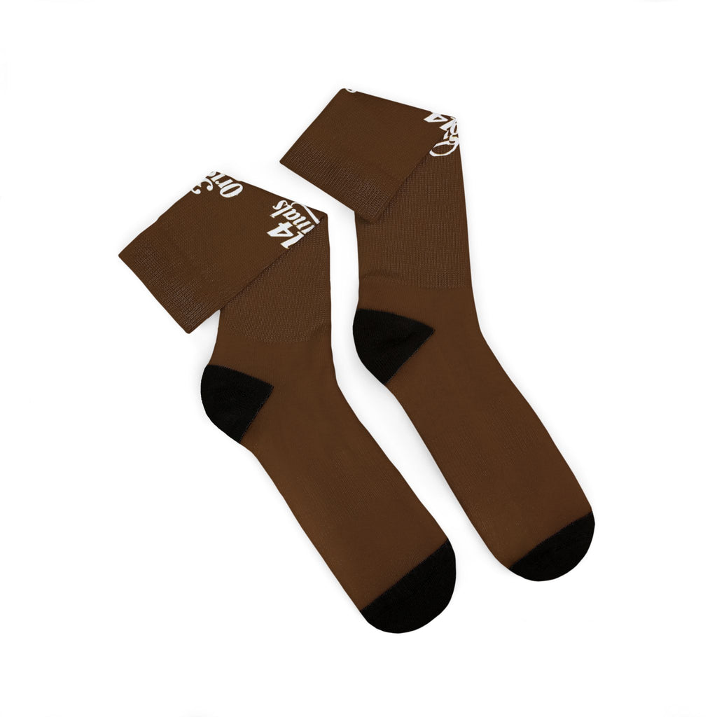 Brown Sublimation Socks with '314 Originals' Script — Athletic Crew Socks - 314 Originals