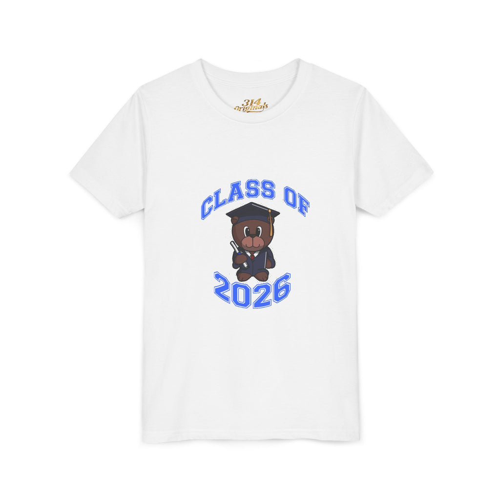 Class of 2026 Kids Graduation T‑Shirt — Cute Graduate Bear Youth Tee