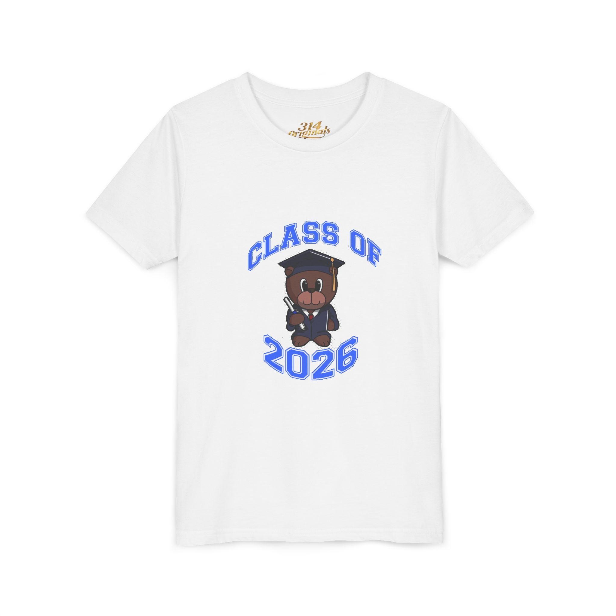 Class of 2026 Kids Graduation T‑Shirt — Cute Graduate Bear Youth Tee