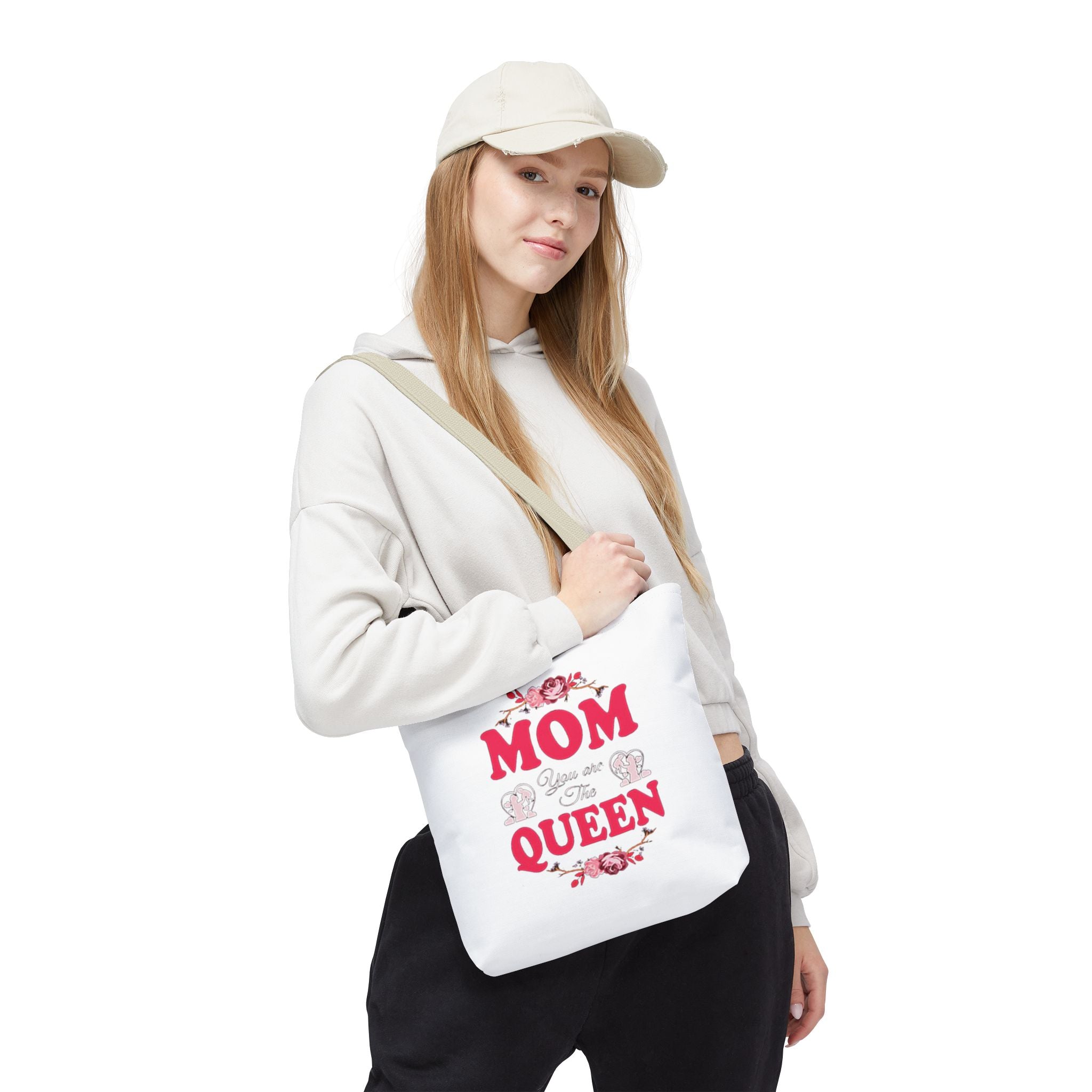 "Mom You're the Queen" Floral Mother's Day Tote Bag Printify Bags  314 Originals