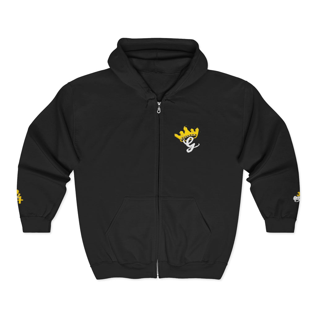 King's Gear Zip Hoodie — Full‑Zip with Gold Crown Emblem - 314 Originals