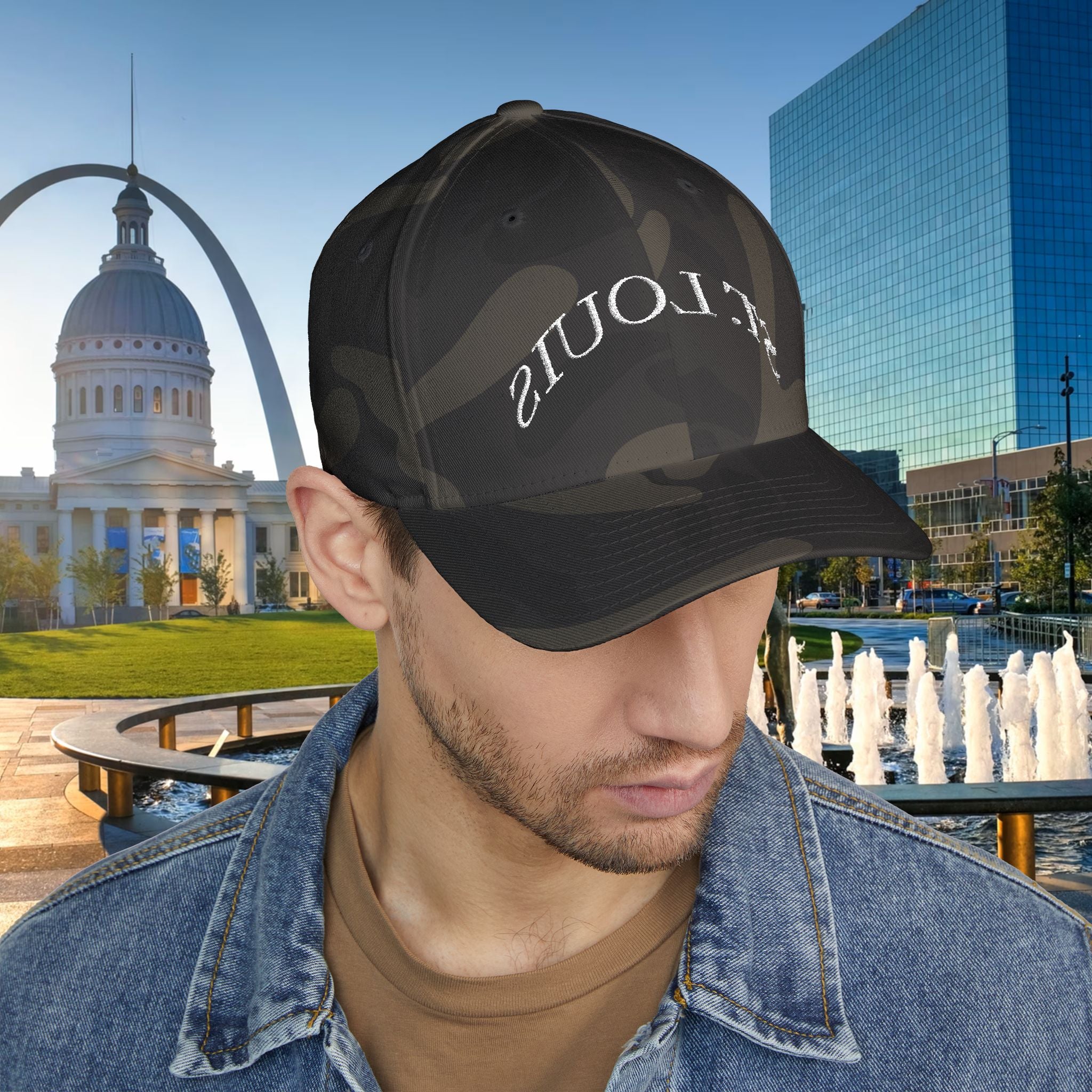 Embroidered "St. Louis" Closed-Back Structured Cap — Baseball Hat with 314 Retro Logo
