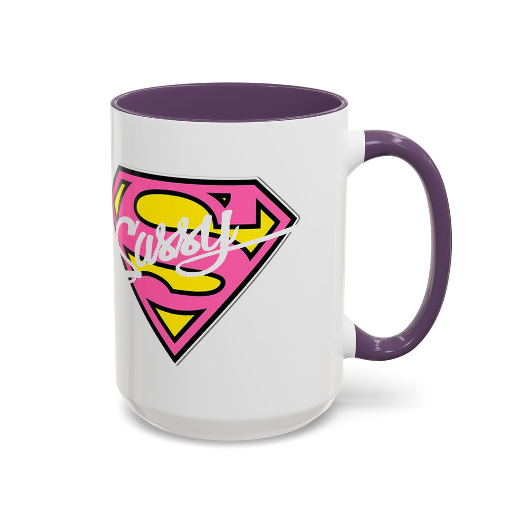 Sassy Supergirl Accent Coffee Mug – Pink & Yellow Super S Logo (11/15oz) - 314 Originals
