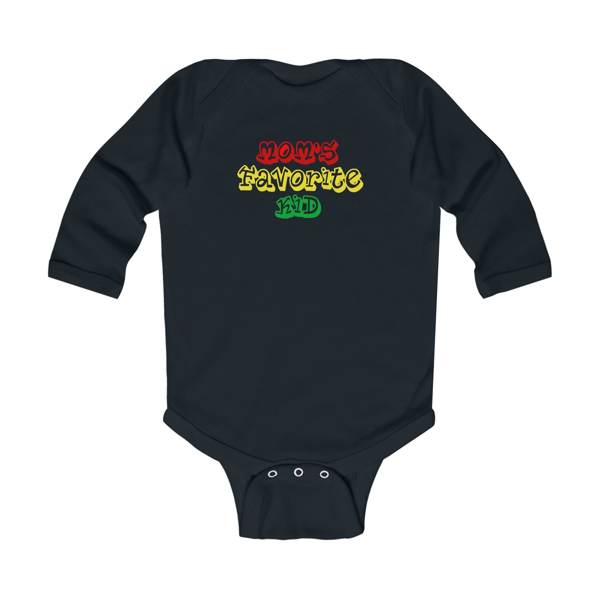 Mom's Favorite Kid Infant Long Sleeve Bodysuit - Cute Rasta Color Baby Onesie - 314 Originals